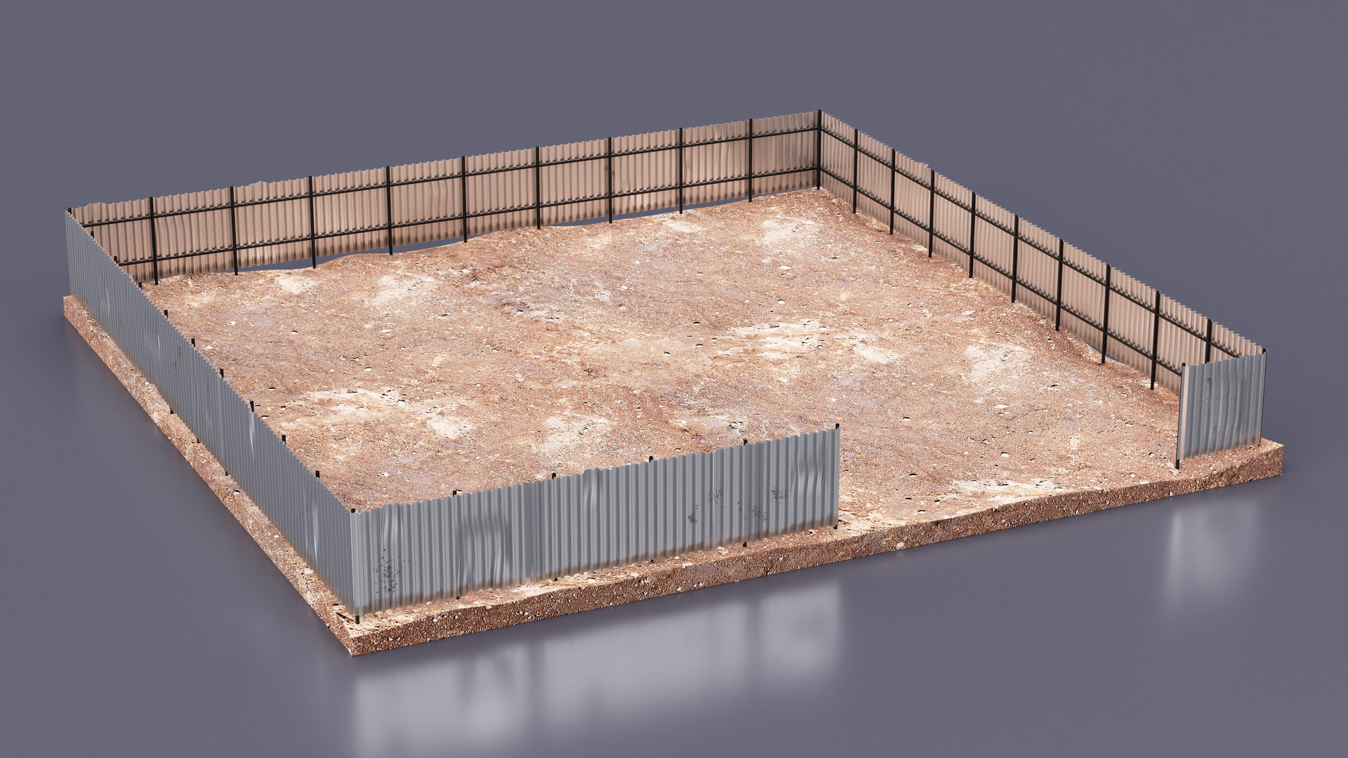 3D model Dirt Ground Corral with Metal Fence