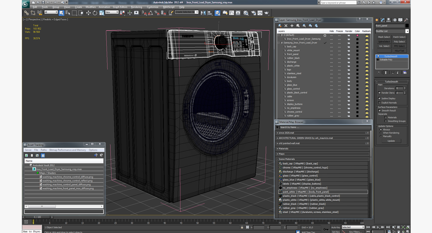 Inox Front Load Dryer Samsung 3D model