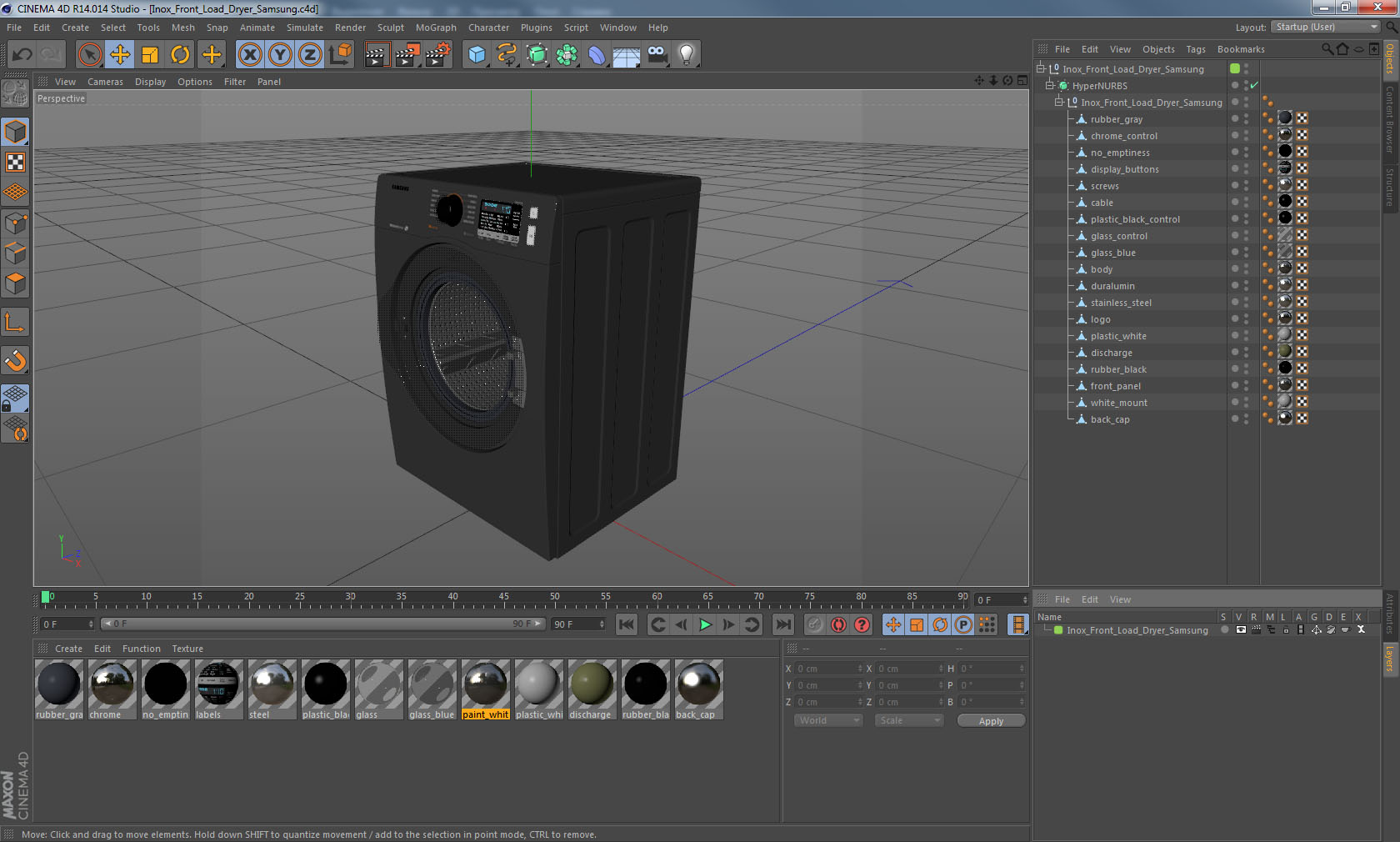 Inox Front Load Dryer Samsung 3D model