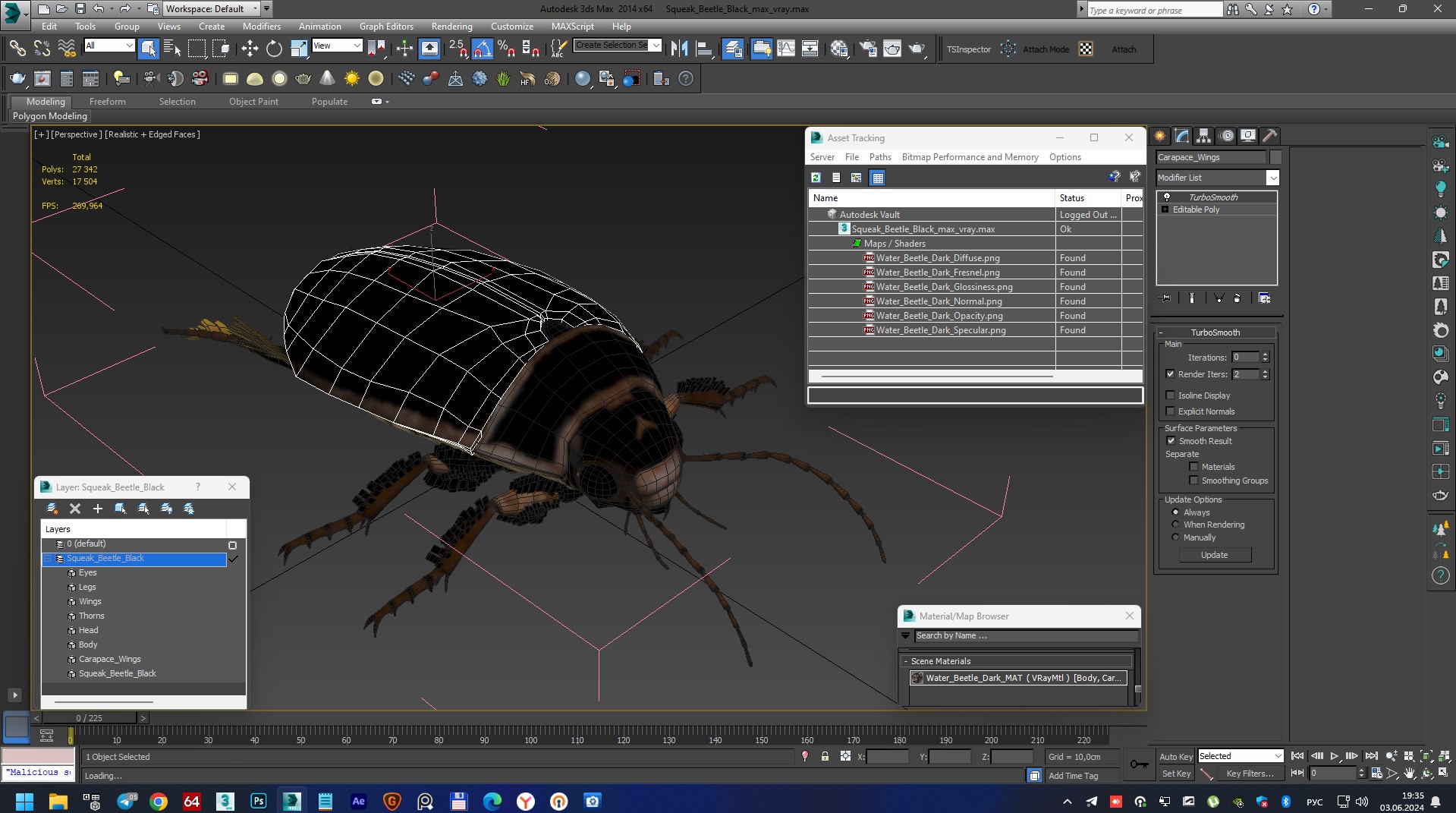 Squeak Beetle Black 3D model