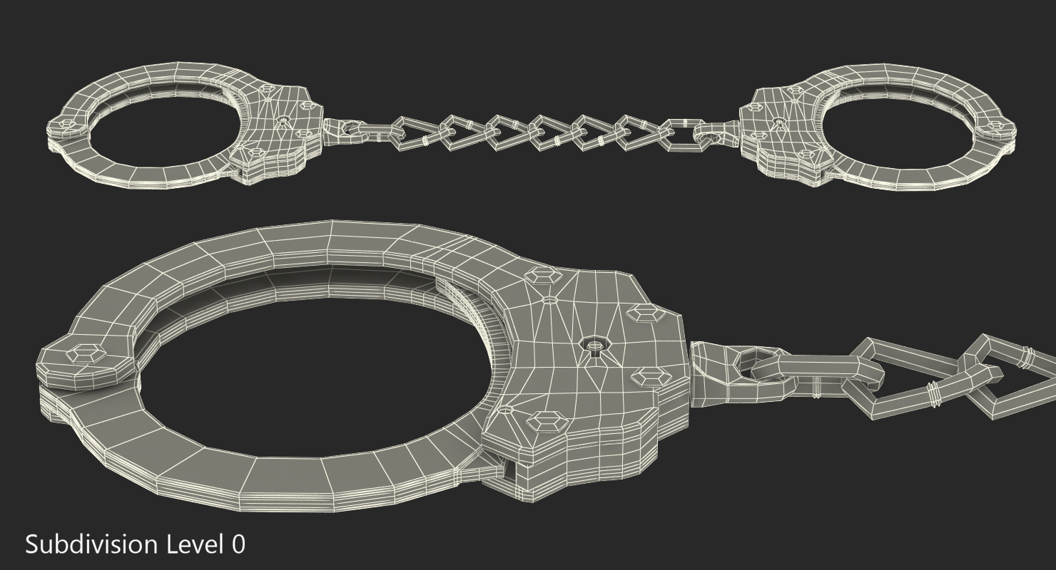 3D Standard Chain Handcuffs Black Metal