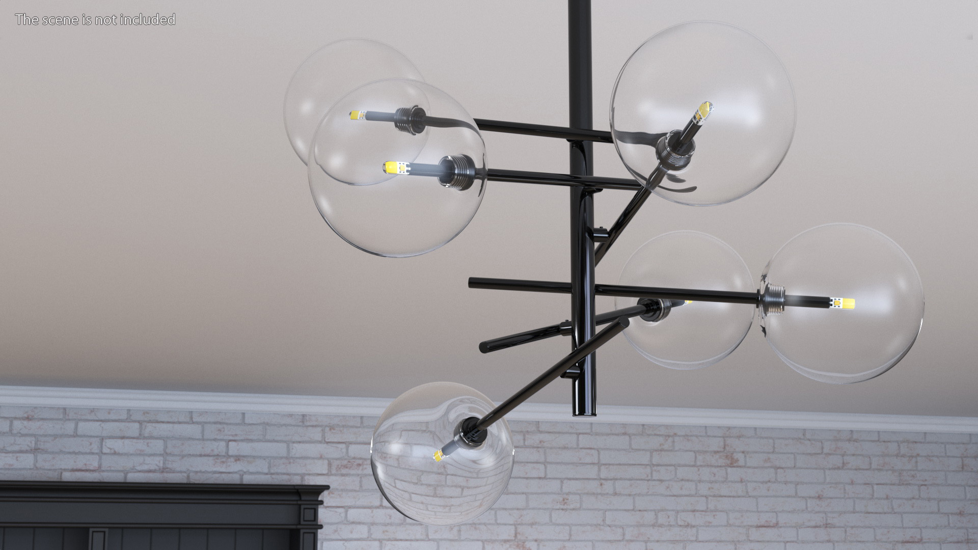 3D Light 6 Armed Globe Pendant Black model