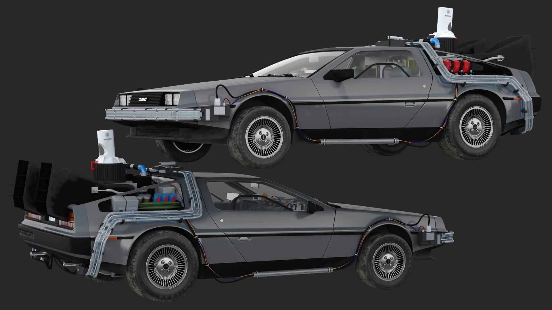 3D model DeLorean DMC-12 Time Machine Rigged
