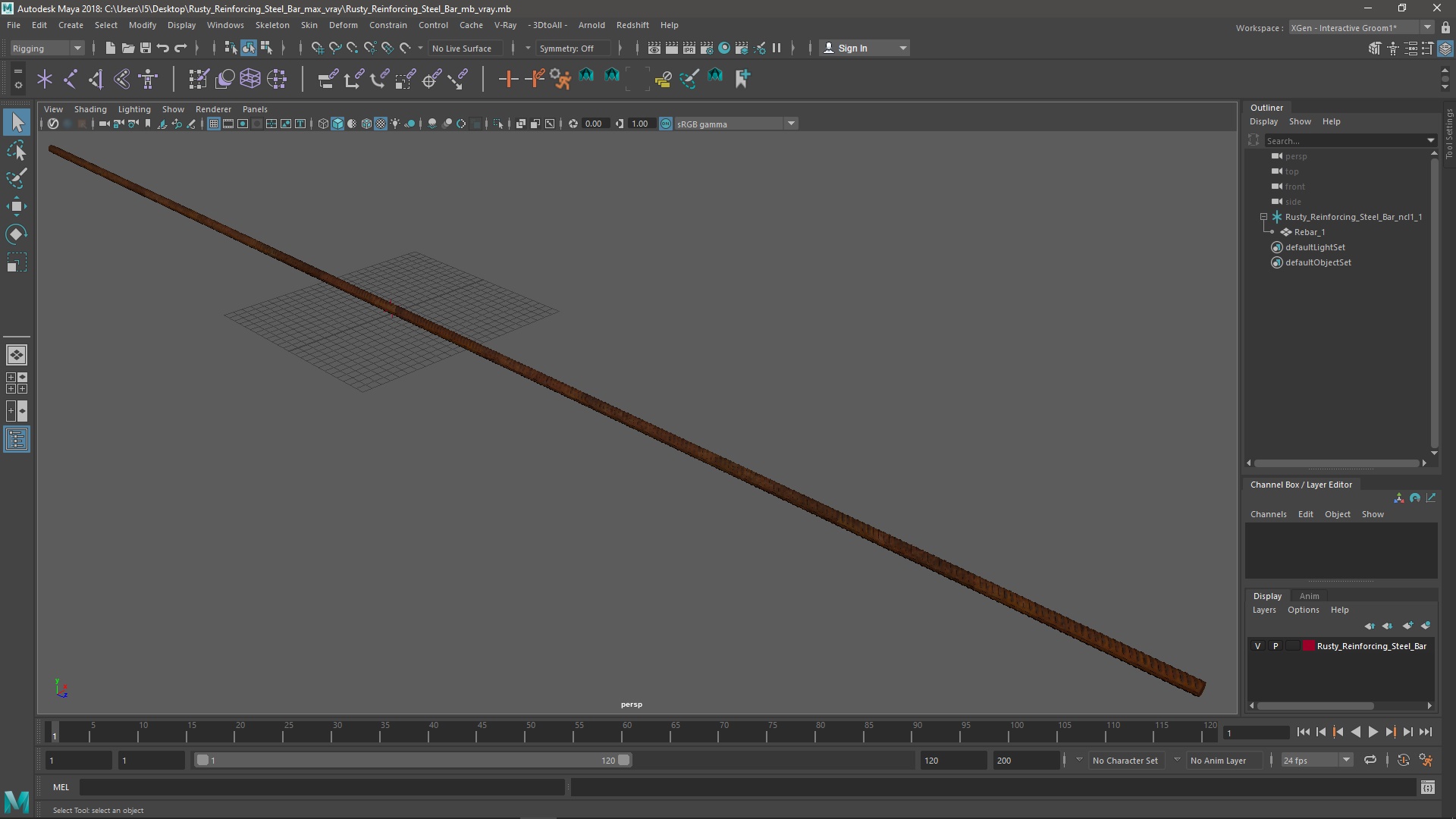 Rusty Reinforcing Steel Bar 3D