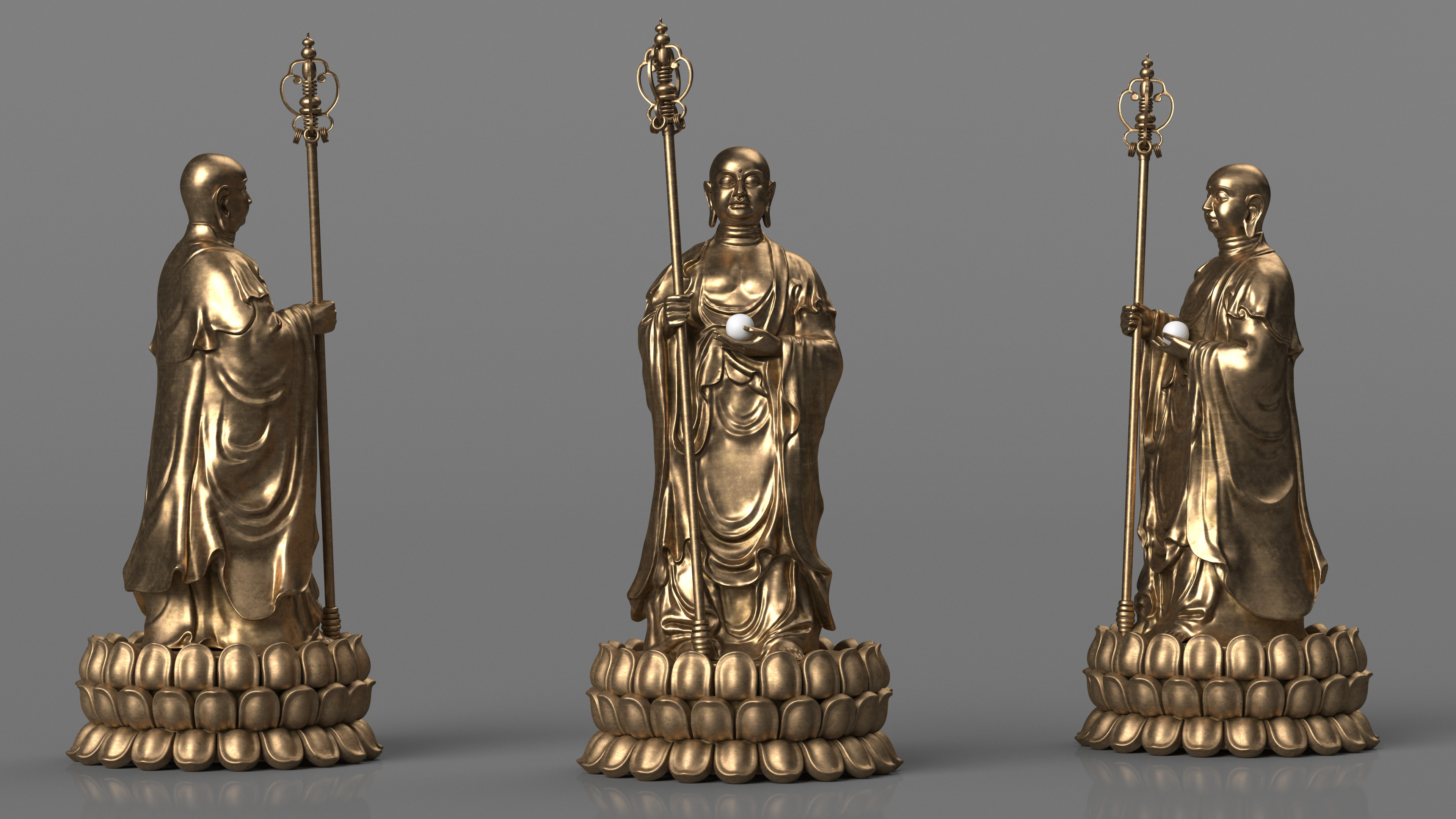 3D model Bronze Dizang Buddha Sculpture