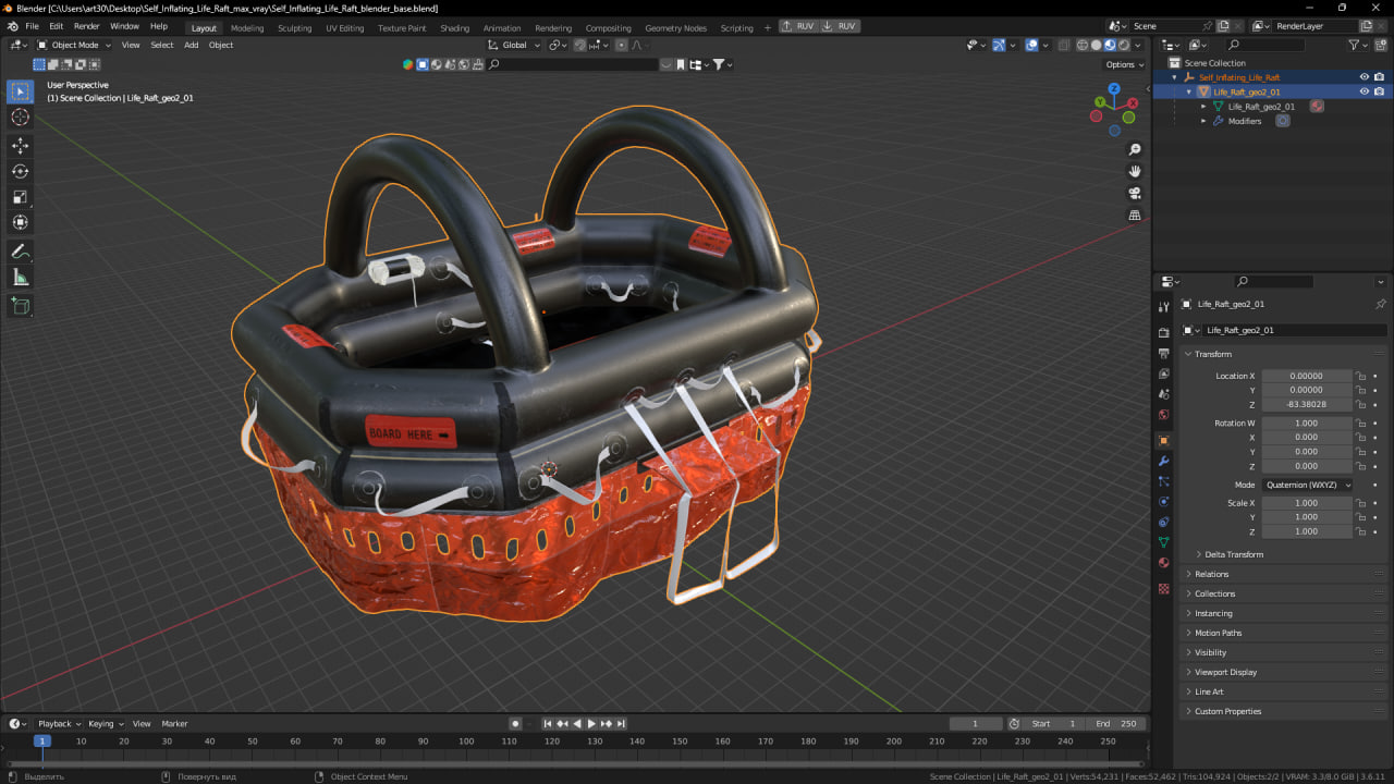 Self Inflating Life Raft 3D model