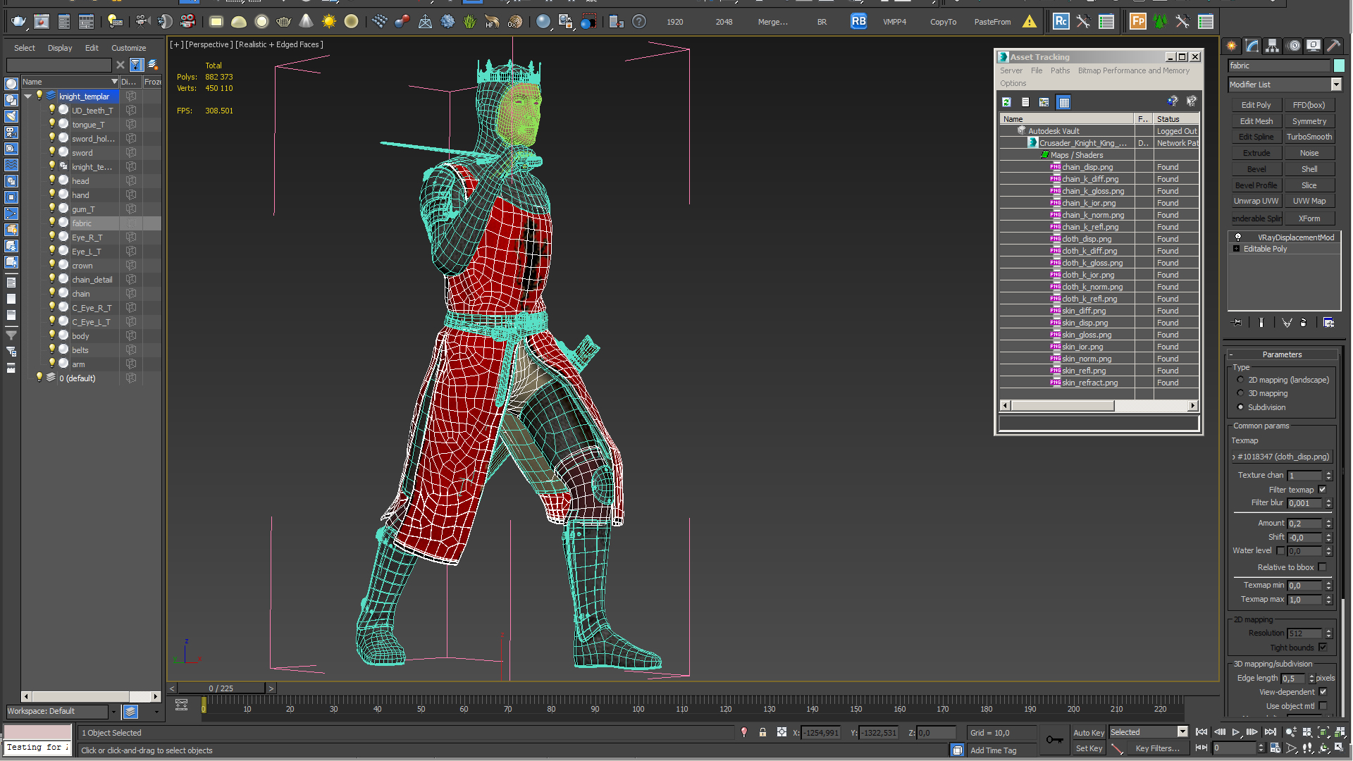 3D Crusader Knight King Walking Pose model