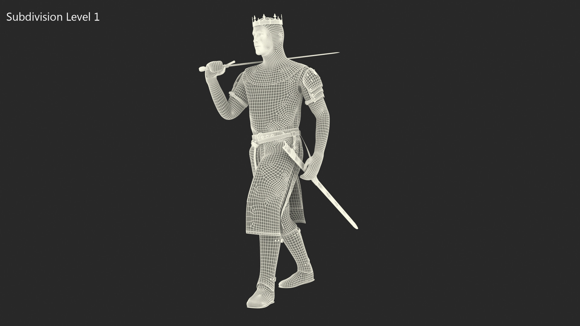 3D Crusader Knight King Walking Pose model