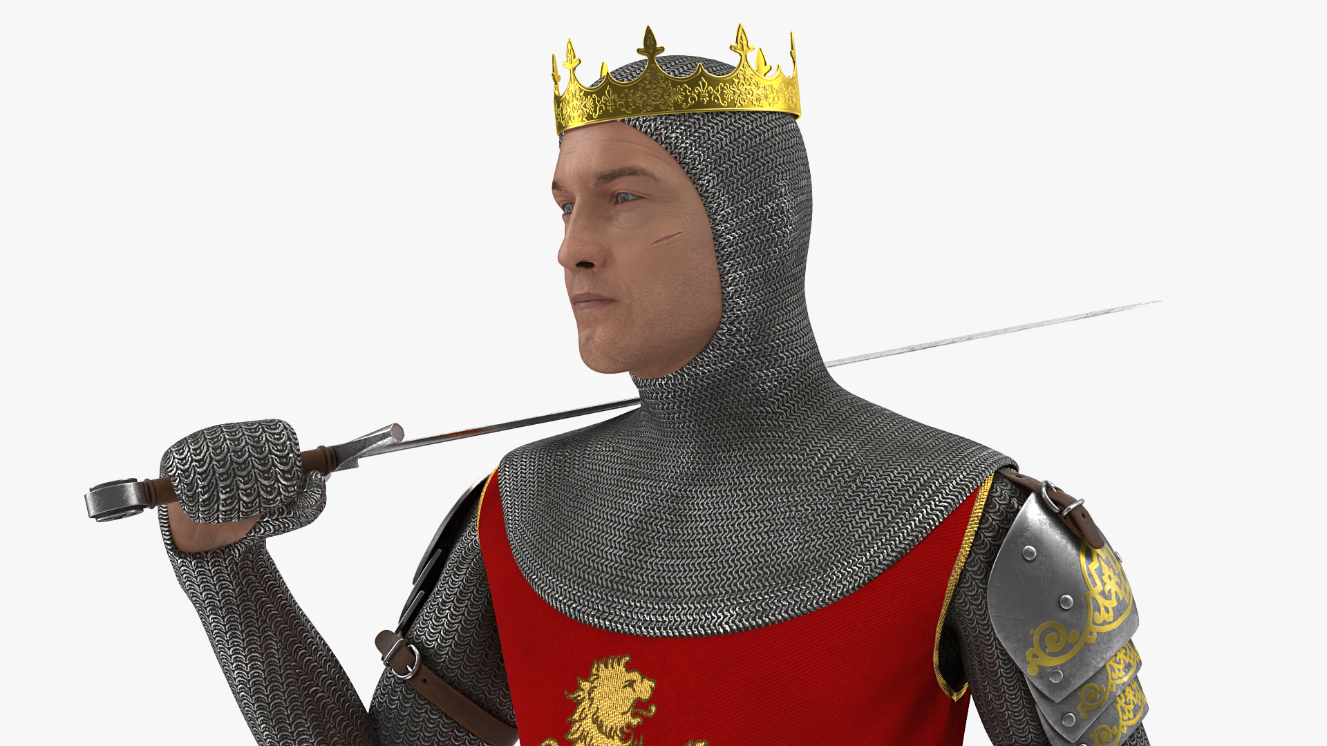 3D Crusader Knight King Walking Pose model