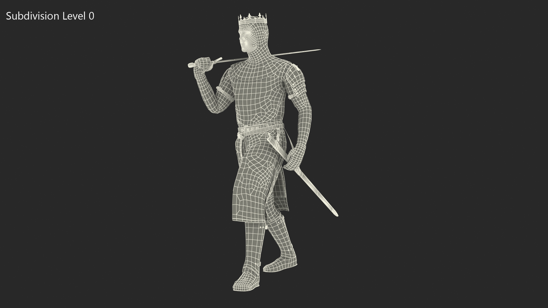 3D Crusader Knight King Walking Pose model