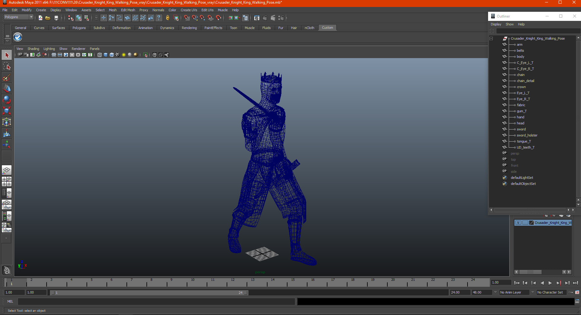 3D Crusader Knight King Walking Pose model