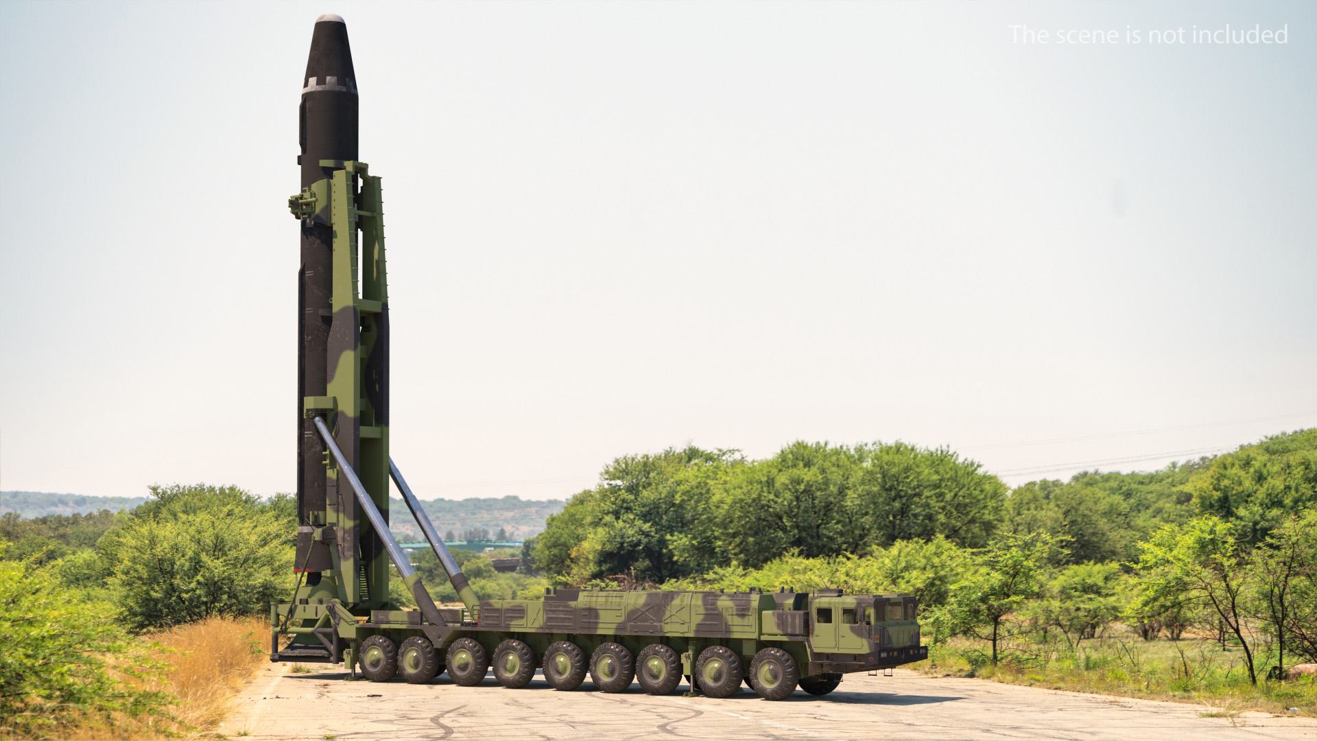 3D Transporter Erector Vehicle Hwasong-15 with Intercontinental Ballistic Missile Dirty Rigged