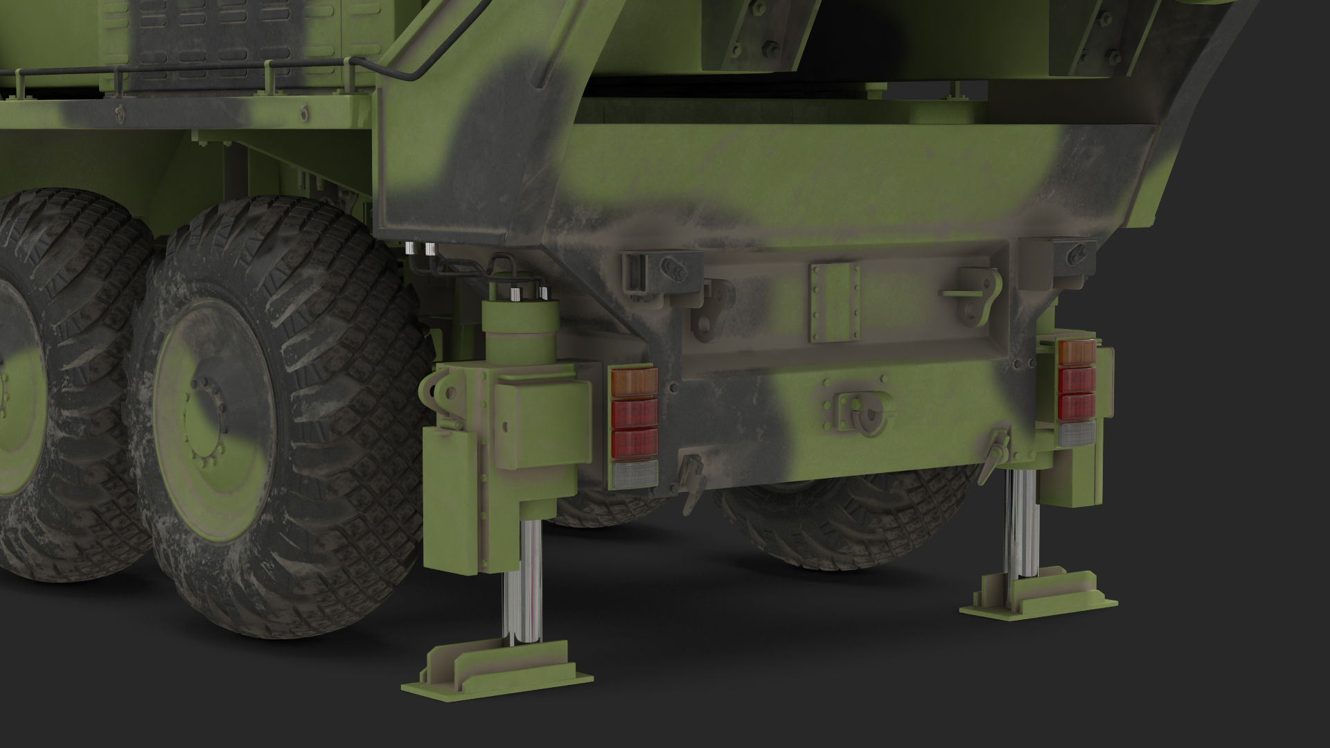 3D Transporter Erector Vehicle Hwasong-15 with Intercontinental Ballistic Missile Dirty Rigged