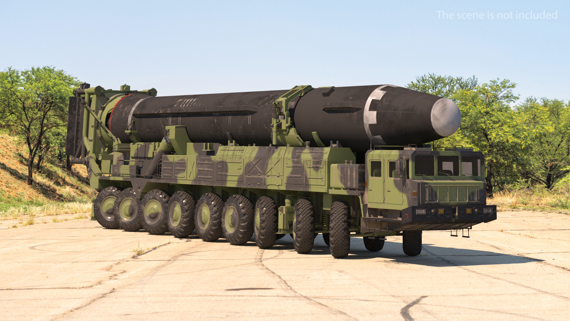 3D Transporter Erector Vehicle Hwasong-15 with Intercontinental Ballistic Missile Dirty Rigged