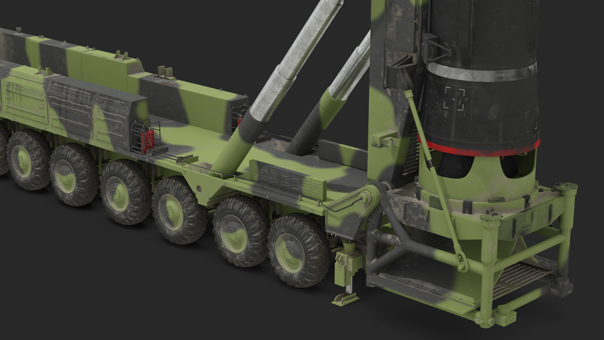 3D Transporter Erector Vehicle Hwasong-15 with Intercontinental Ballistic Missile Dirty Rigged