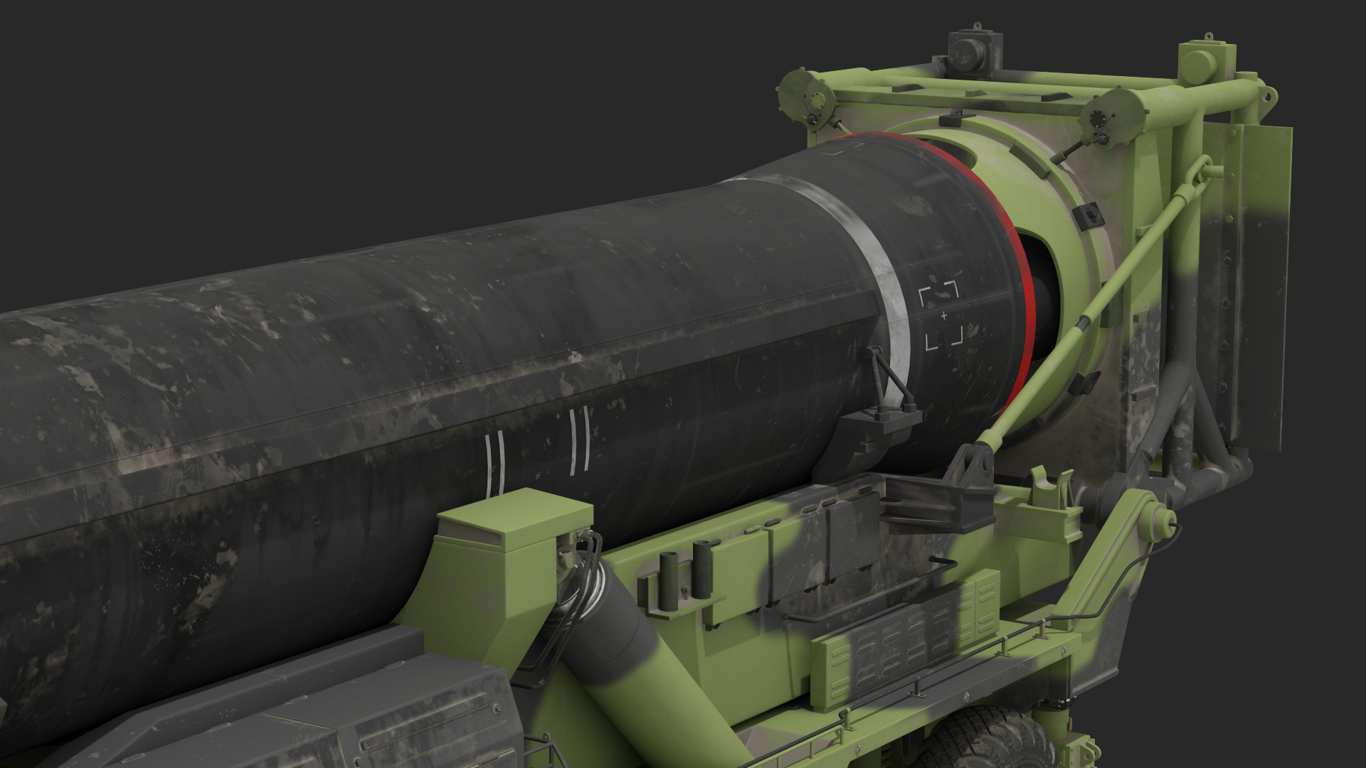 3D Transporter Erector Vehicle Hwasong-15 with Intercontinental Ballistic Missile Dirty Rigged