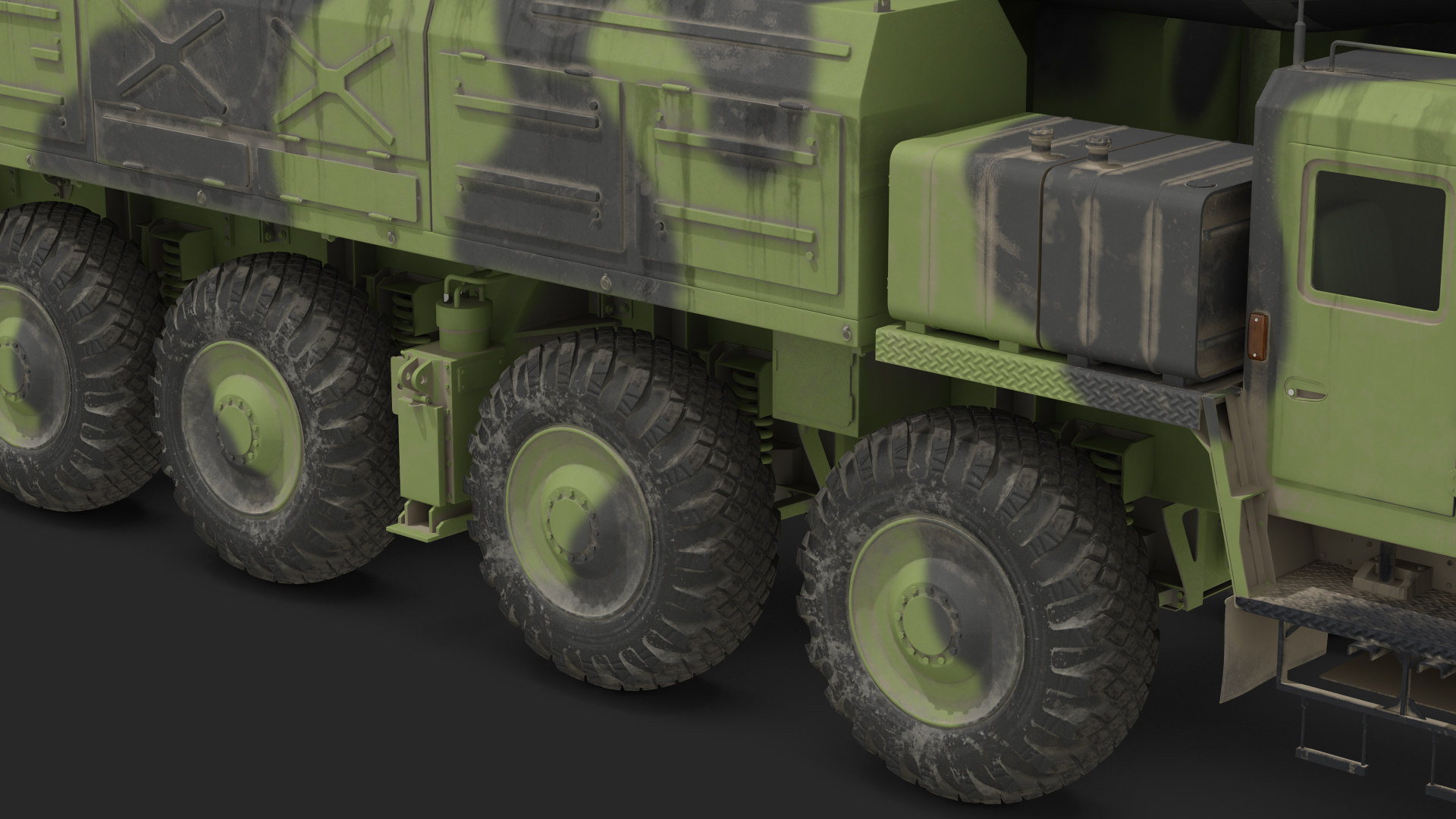 3D Transporter Erector Vehicle Hwasong-15 with Intercontinental Ballistic Missile Dirty Rigged