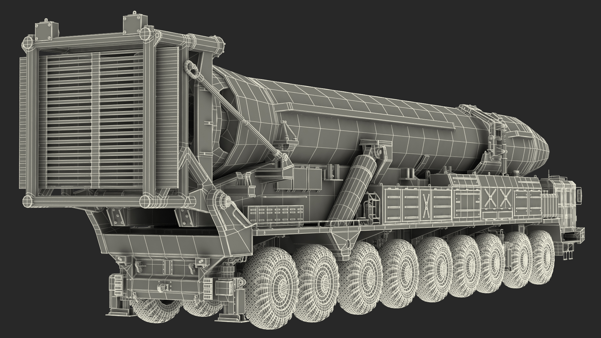 3D Transporter Erector Vehicle Hwasong-15 with Intercontinental Ballistic Missile Dirty Rigged