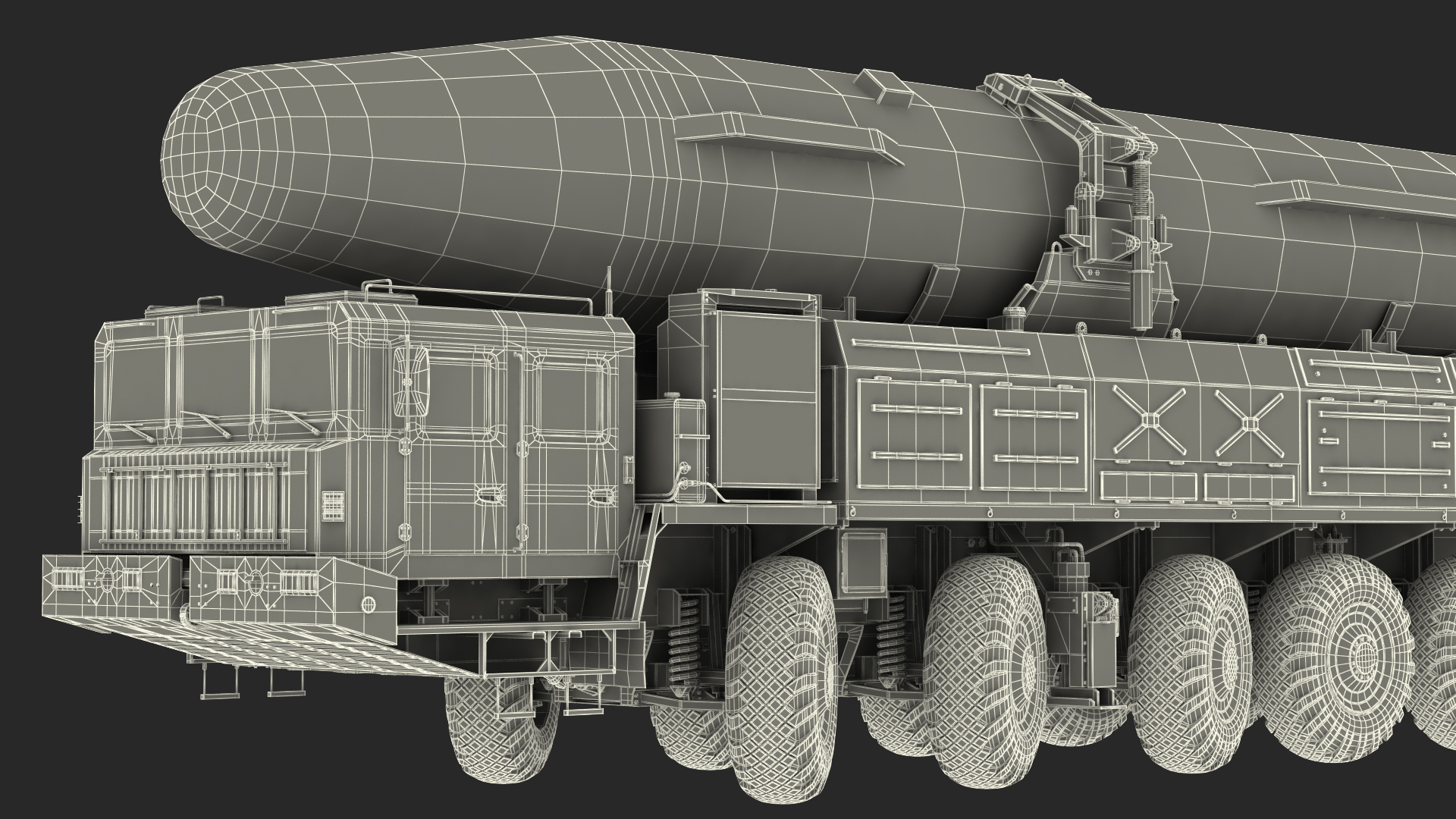 3D Transporter Erector Vehicle Hwasong-15 with Intercontinental Ballistic Missile Dirty Rigged