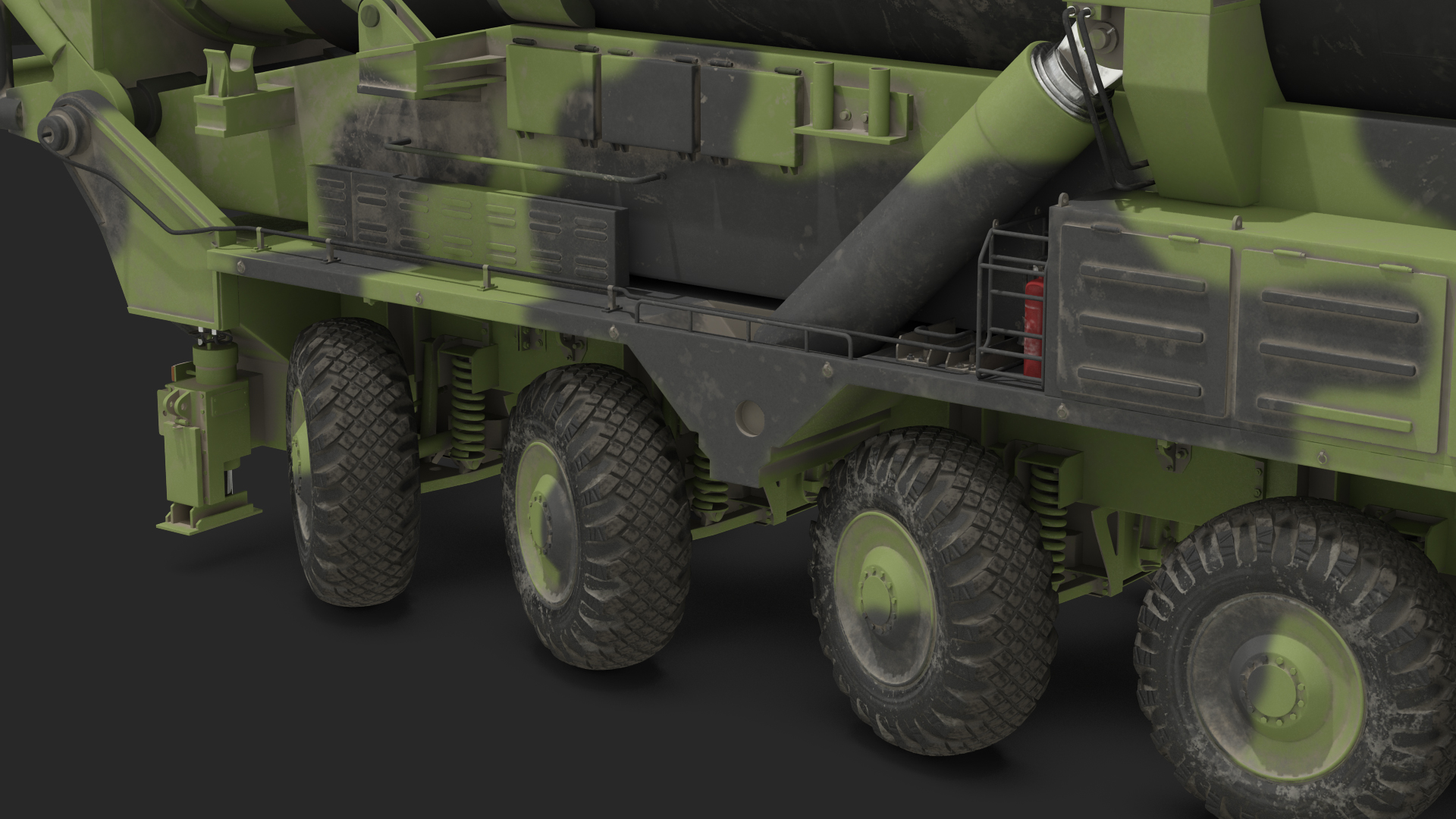 3D Transporter Erector Vehicle Hwasong-15 with Intercontinental Ballistic Missile Dirty Rigged