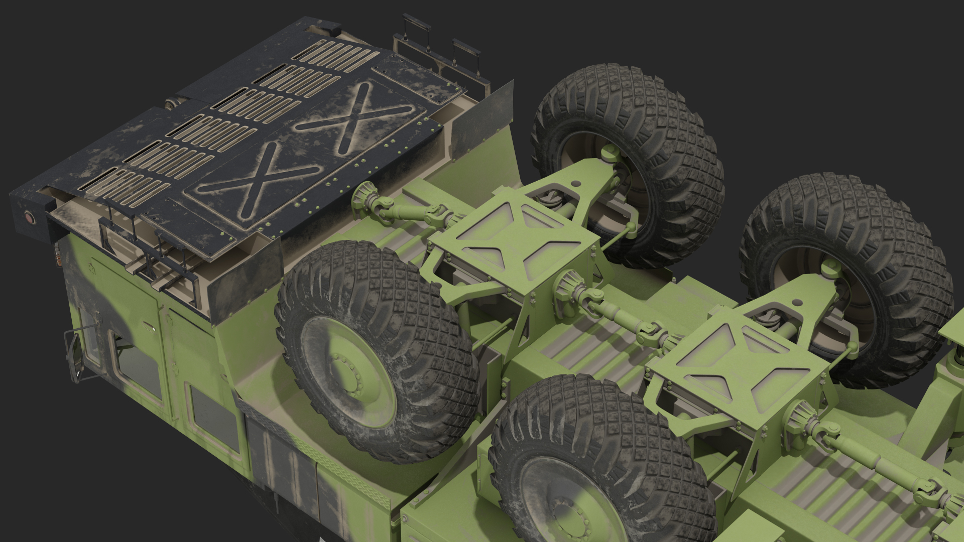 3D Transporter Erector Vehicle Hwasong-15 with Intercontinental Ballistic Missile Dirty Rigged