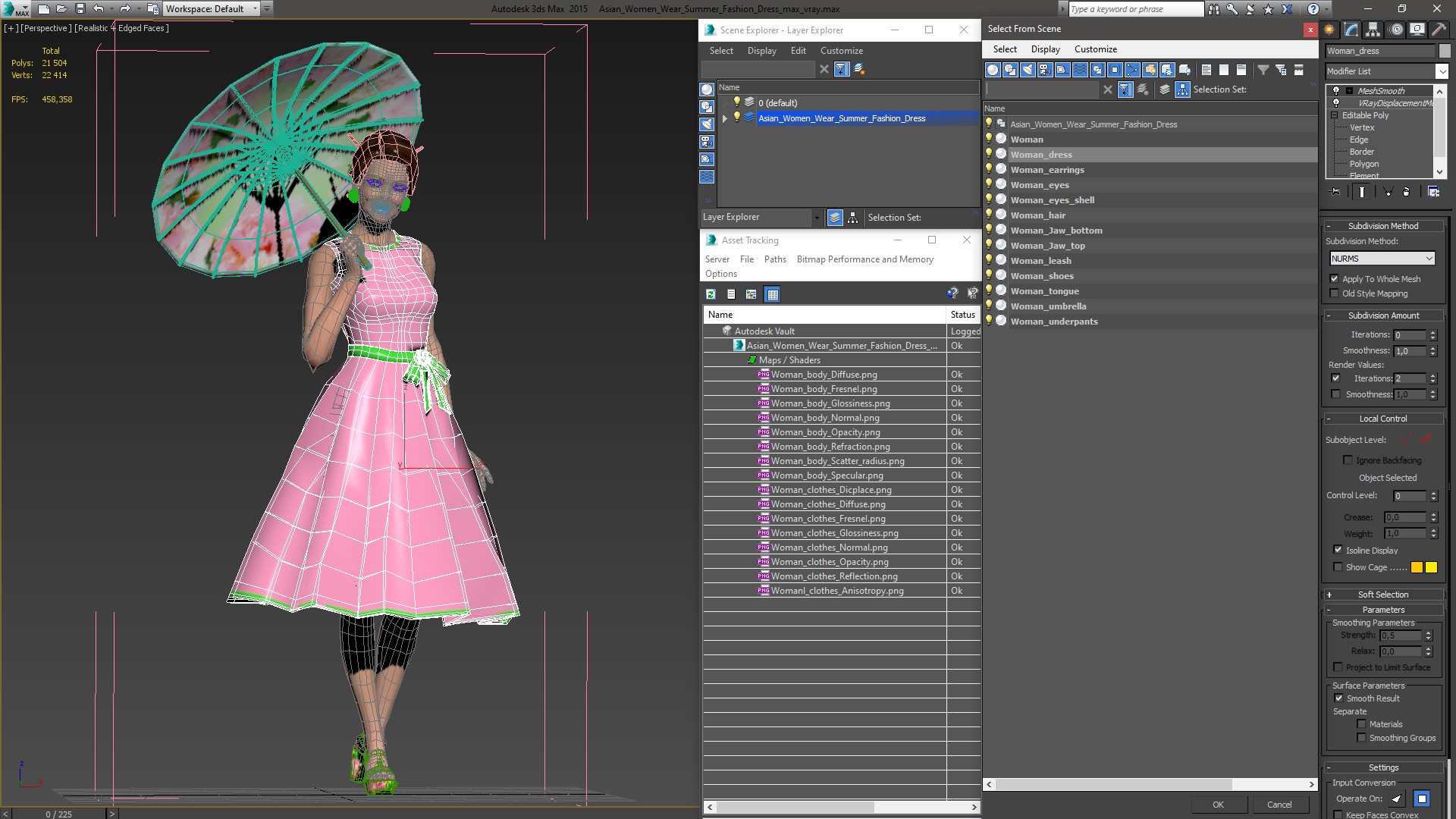Asian Women Wear Summer Fashion Dress 3D