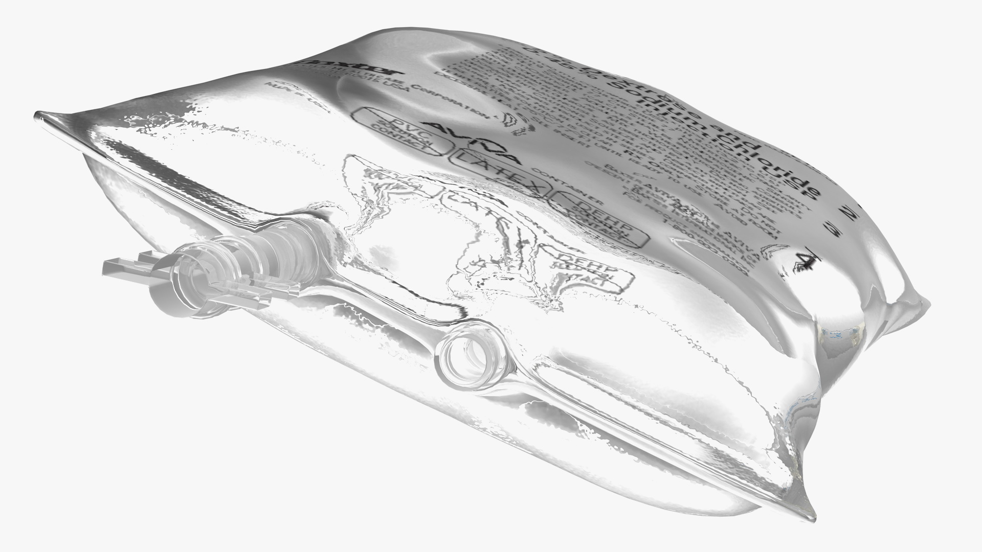 3D model IV Fluid Solution Bag and Rolled Dropper