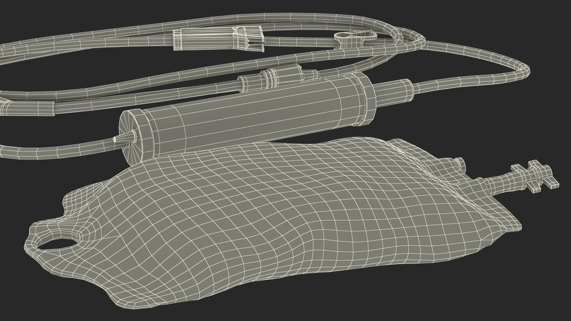3D model IV Fluid Solution Bag and Rolled Dropper