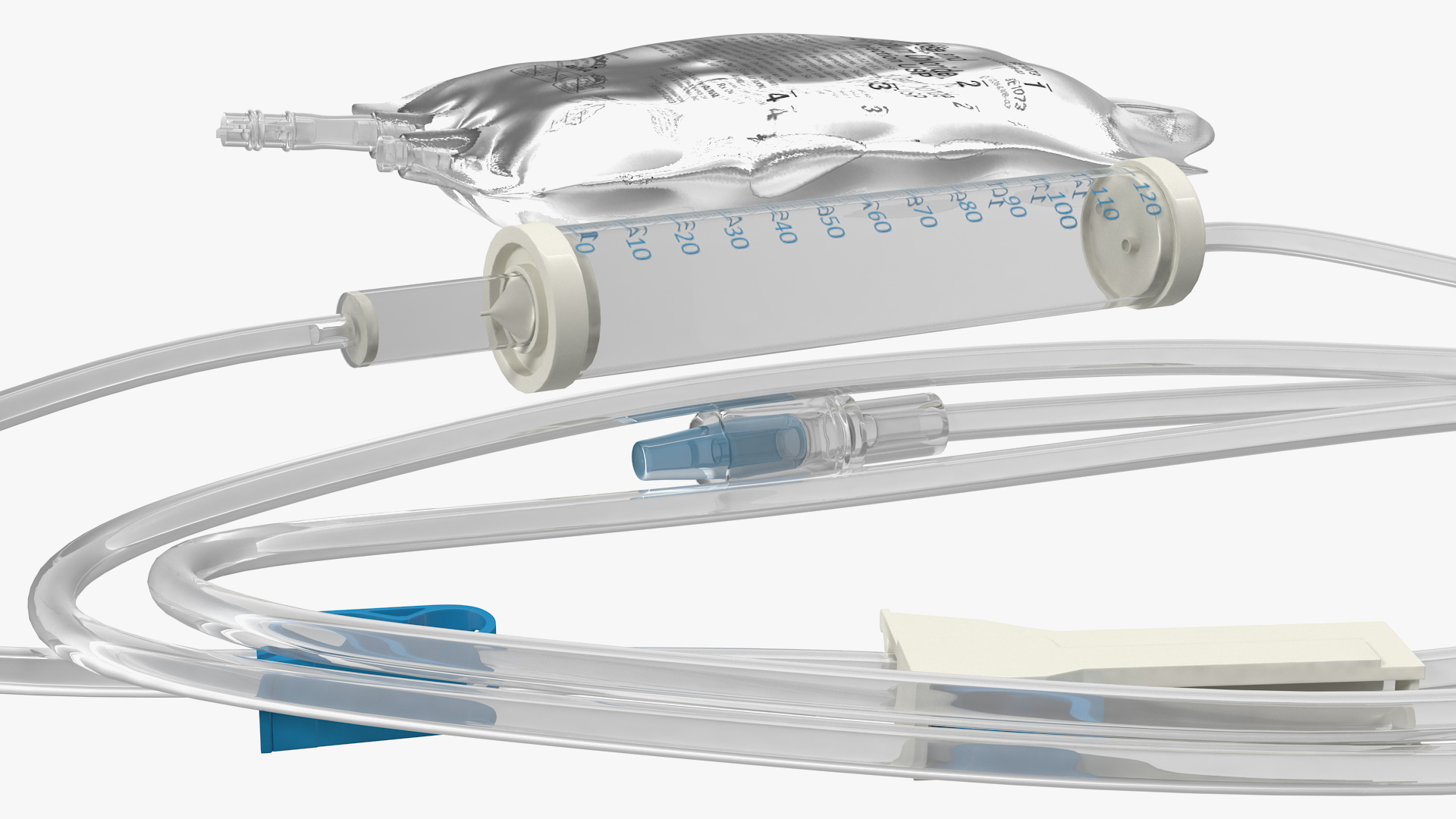 3D model IV Fluid Solution Bag and Rolled Dropper