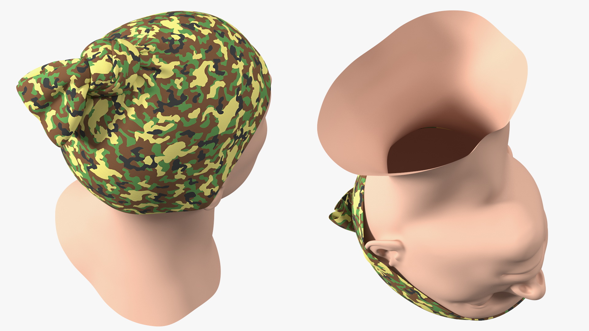 3D Neck Gaiter weared on Head Camo