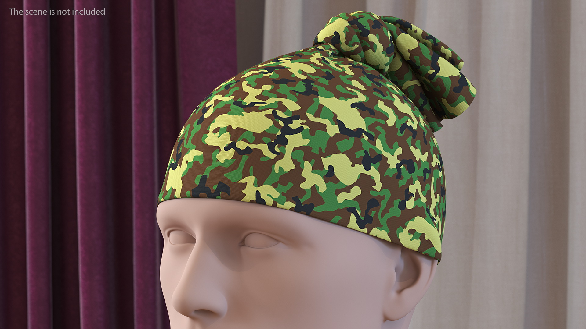 3D Neck Gaiter weared on Head Camo