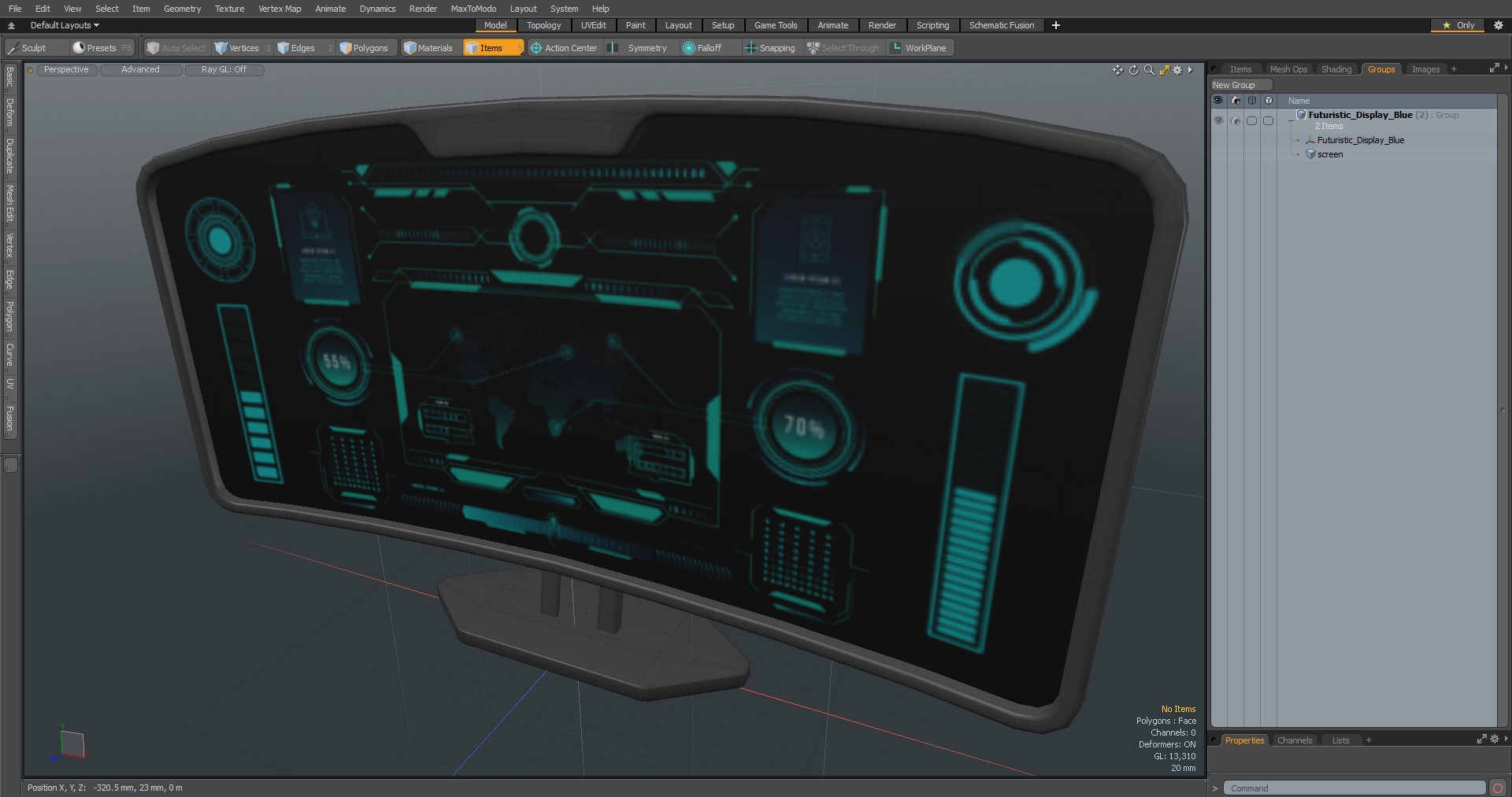 3D Futuristic Display Blue model