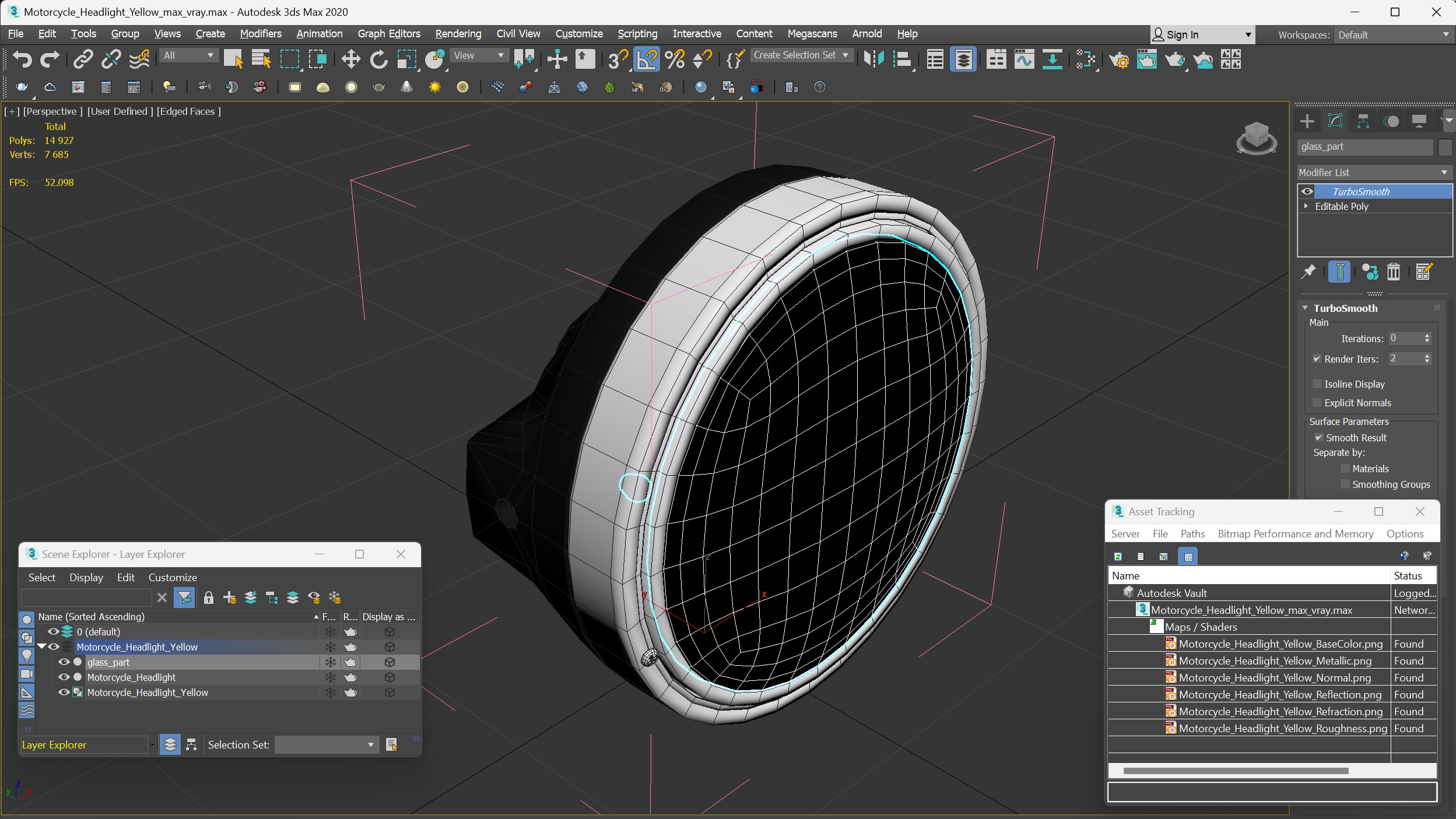 Motorcycle Headlight Yellow 3D