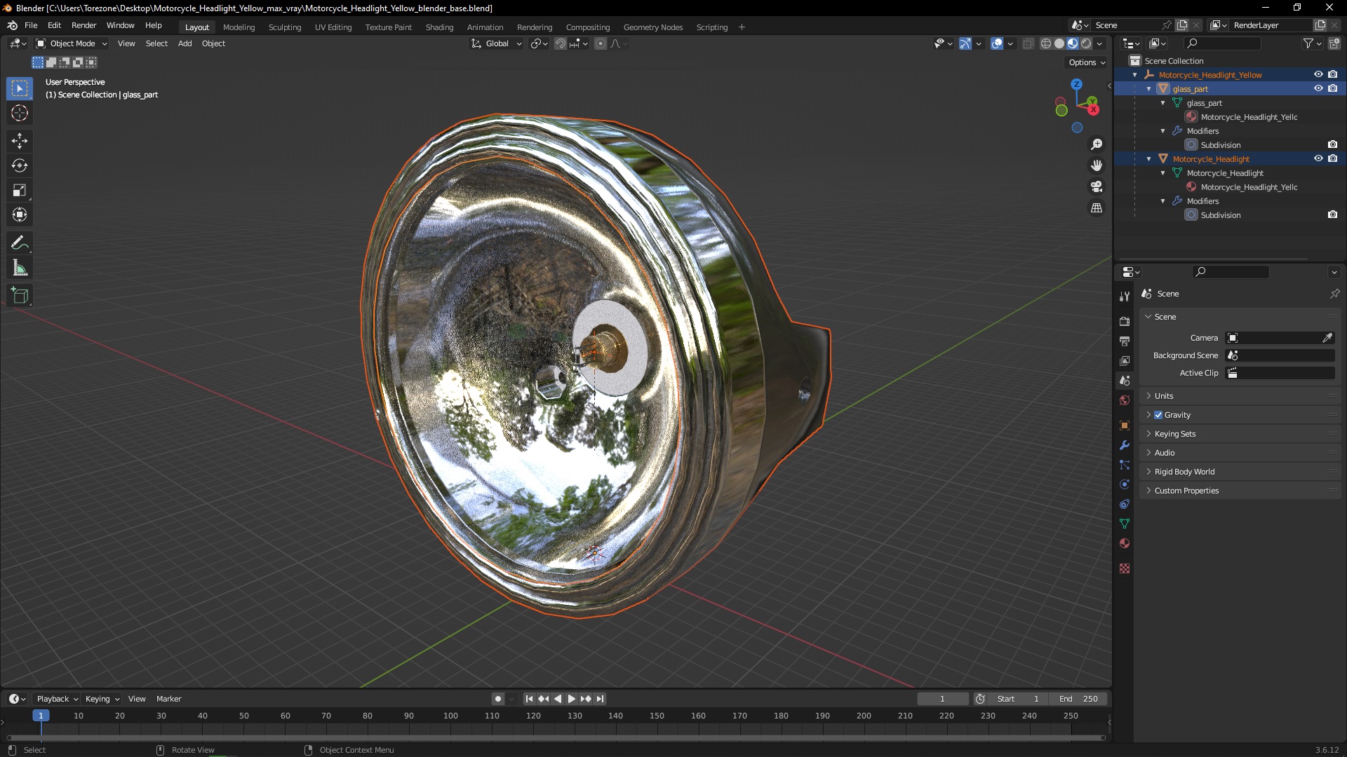Motorcycle Headlight Yellow 3D