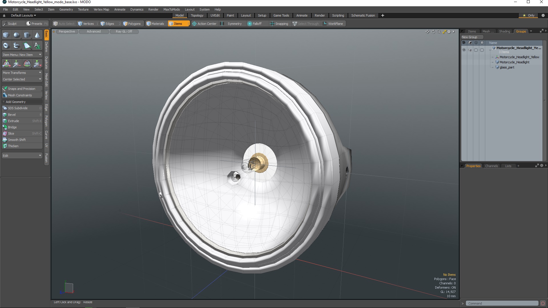 Motorcycle Headlight Yellow 3D