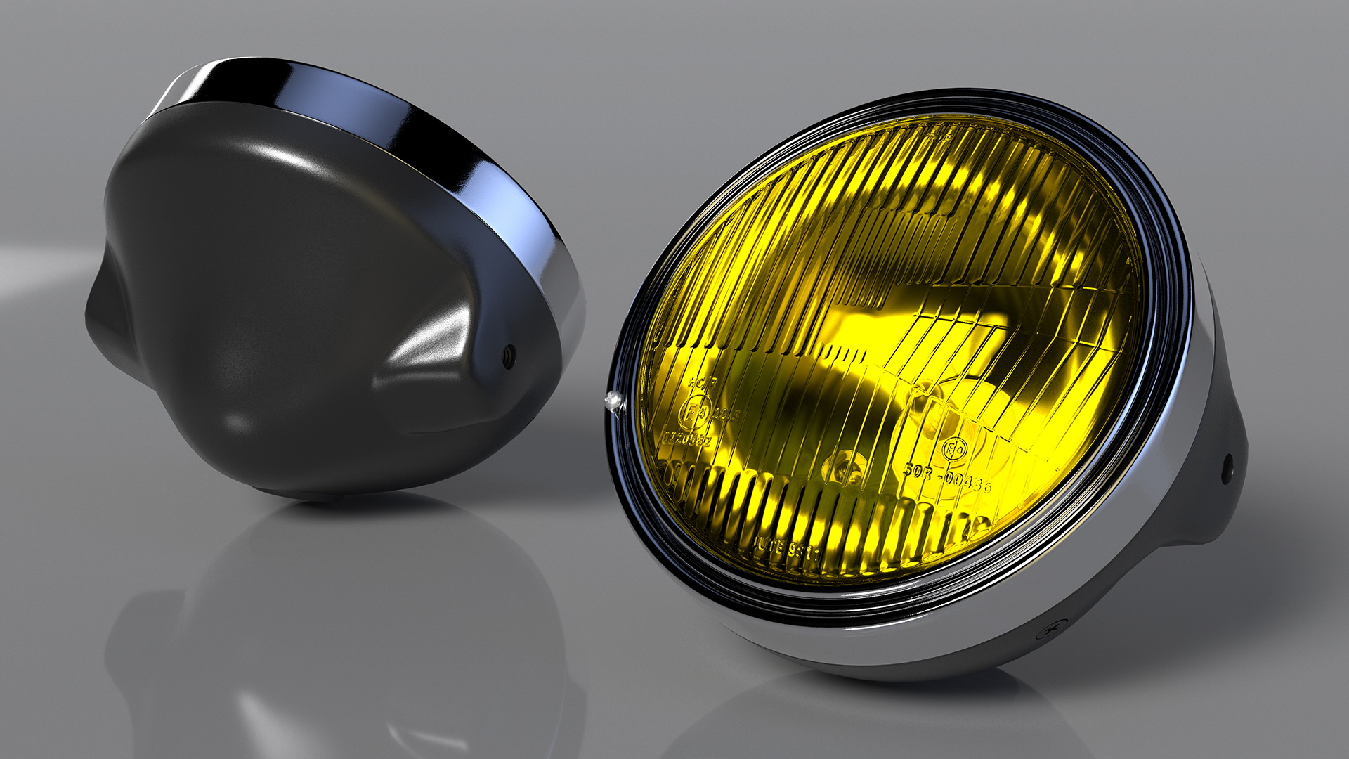 Motorcycle Headlight Yellow 3D