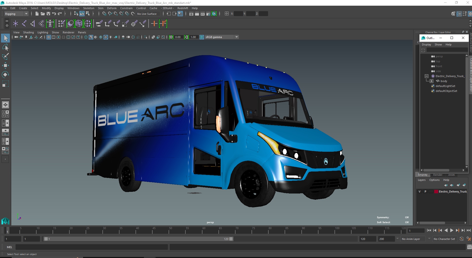 Electric Delivery Truck Blue Arc 3D