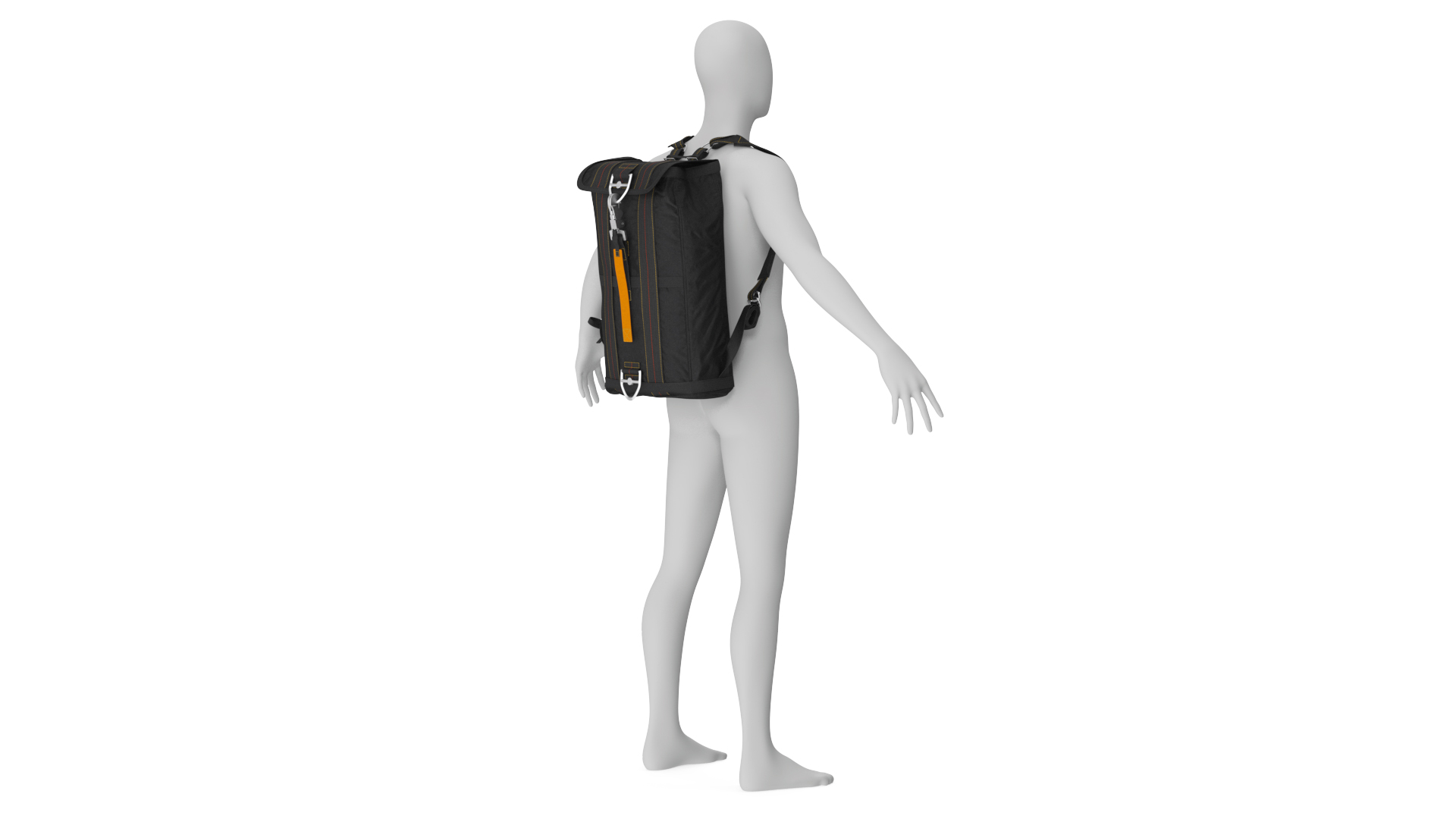3D Parachute Flight Backpack Worn Black