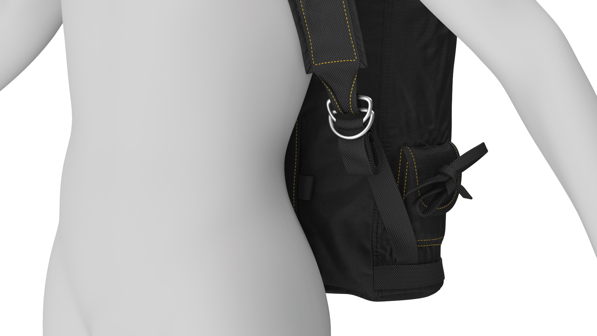 3D Parachute Flight Backpack Worn Black