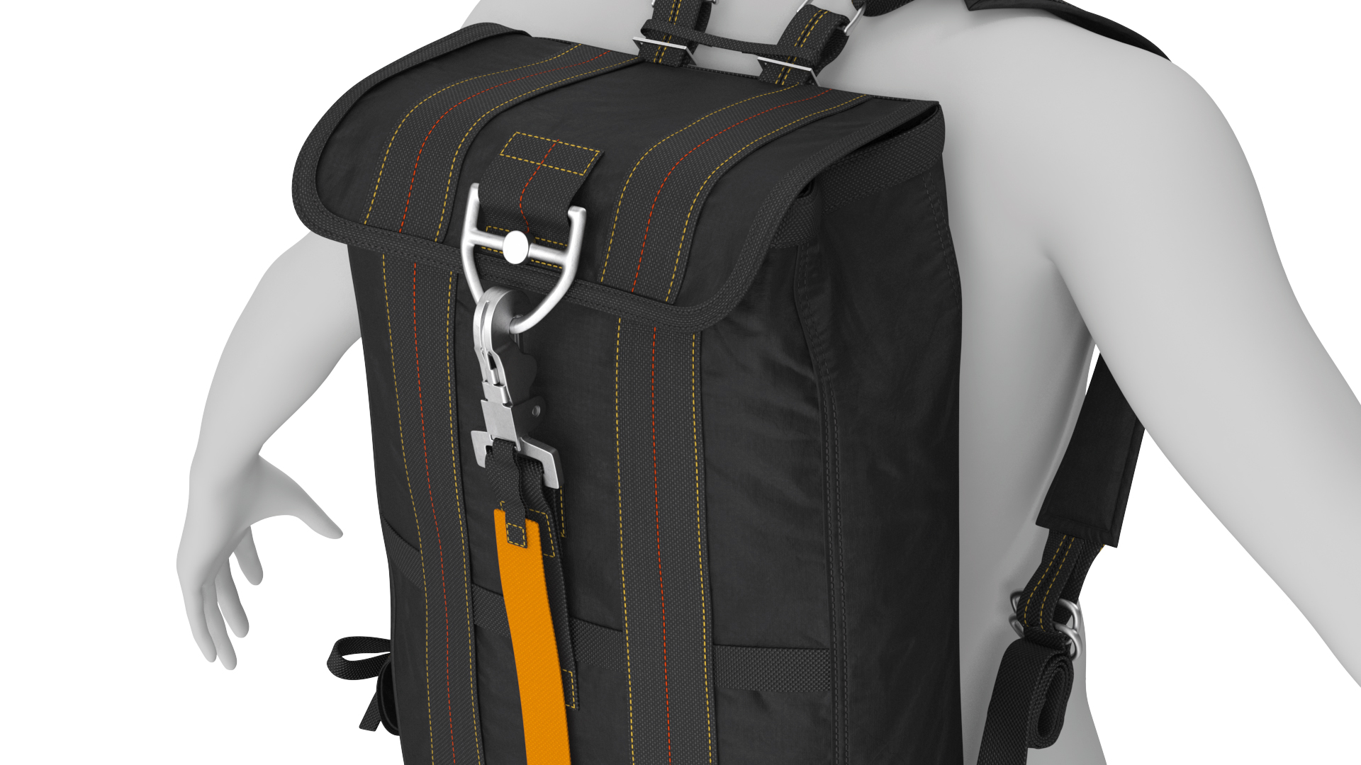 3D Parachute Flight Backpack Worn Black