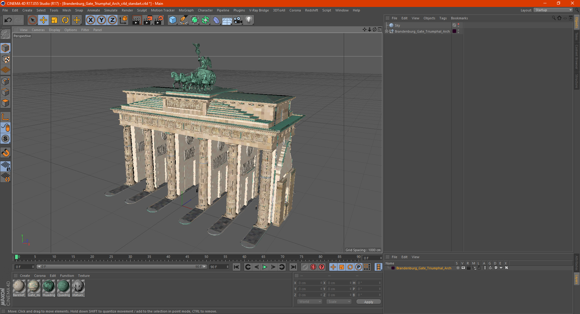 3D Brandenburg Gate Triumphal Arch
