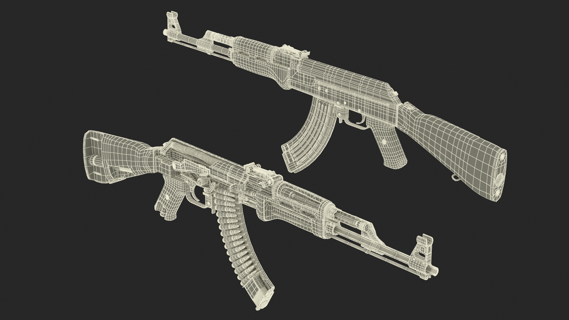 3D AK-47 Automatic Rifle in Cut model
