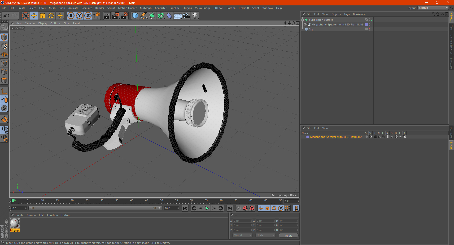 Megaphone Speaker with LED Flashlight 3D