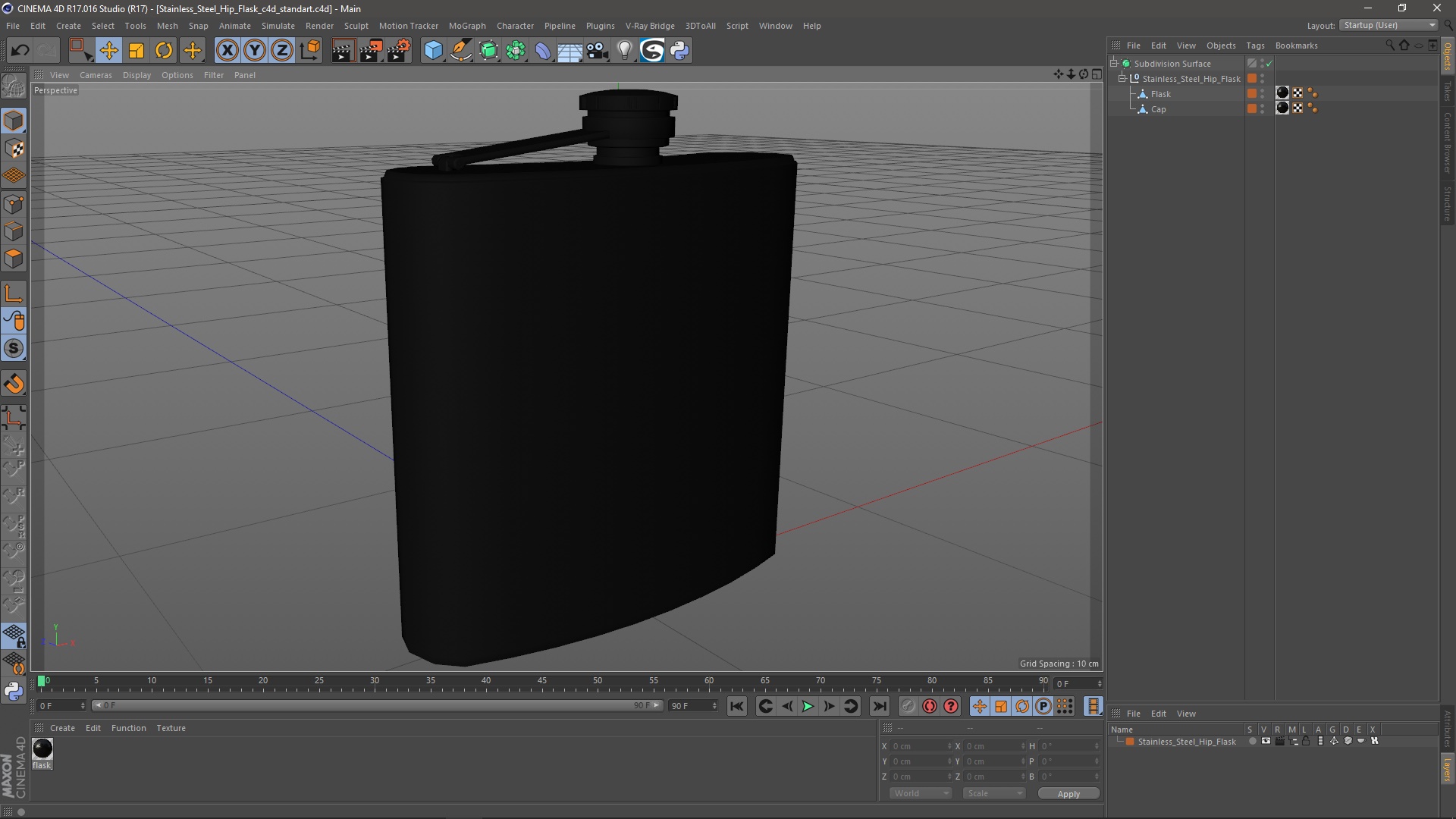 3D model Stainless Steel Hip Flask
