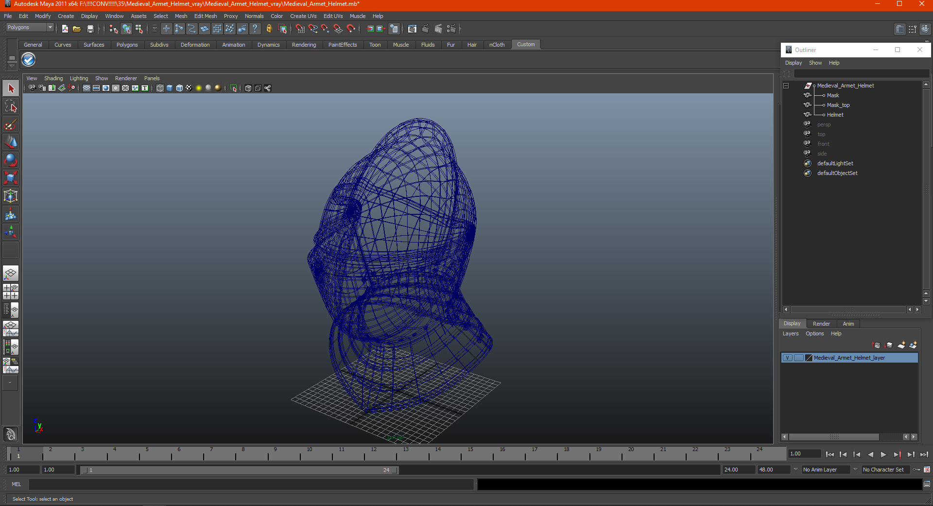 3D Medieval Armet Helmet
