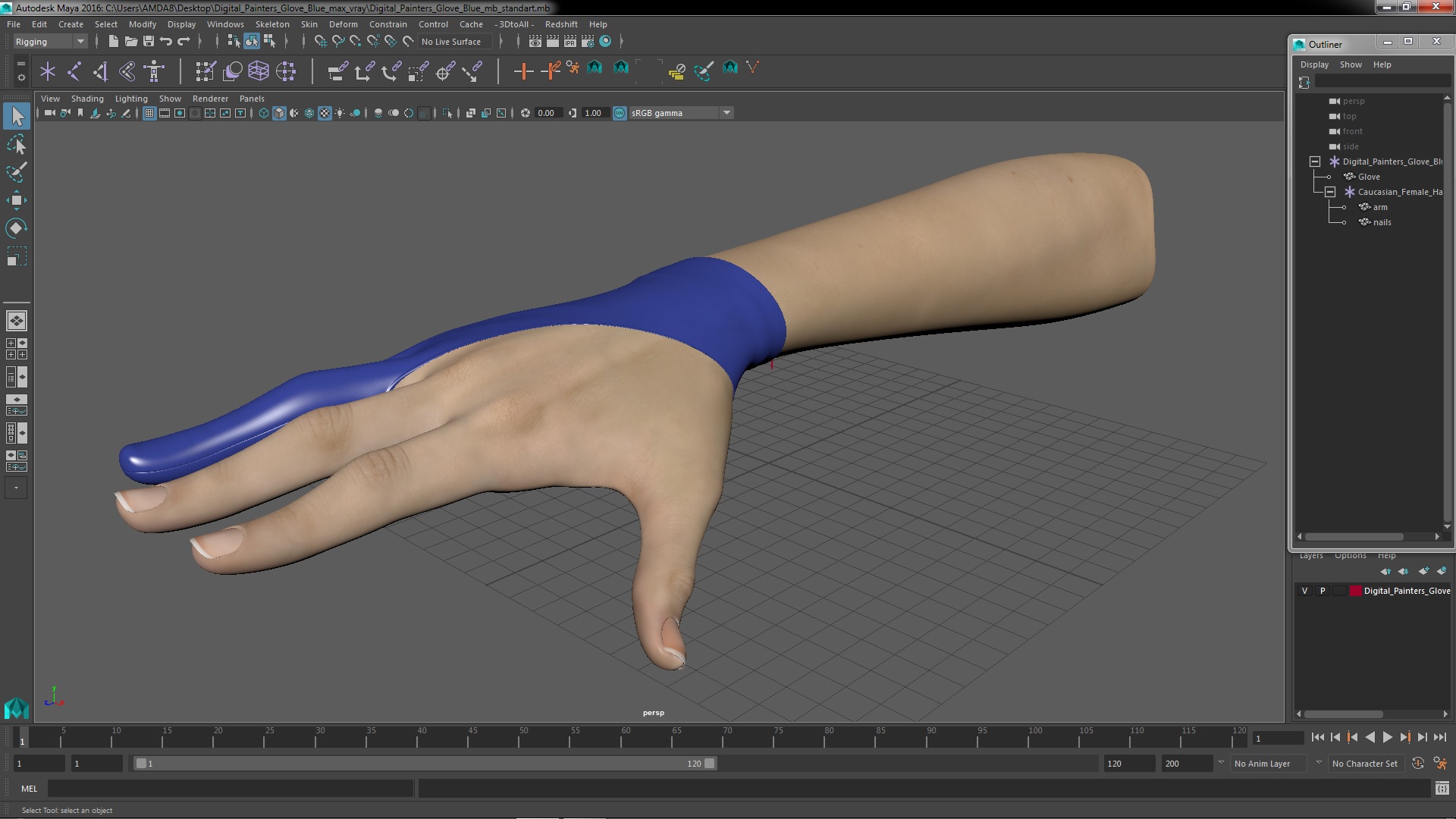 Digital Painters Glove Blue 3D