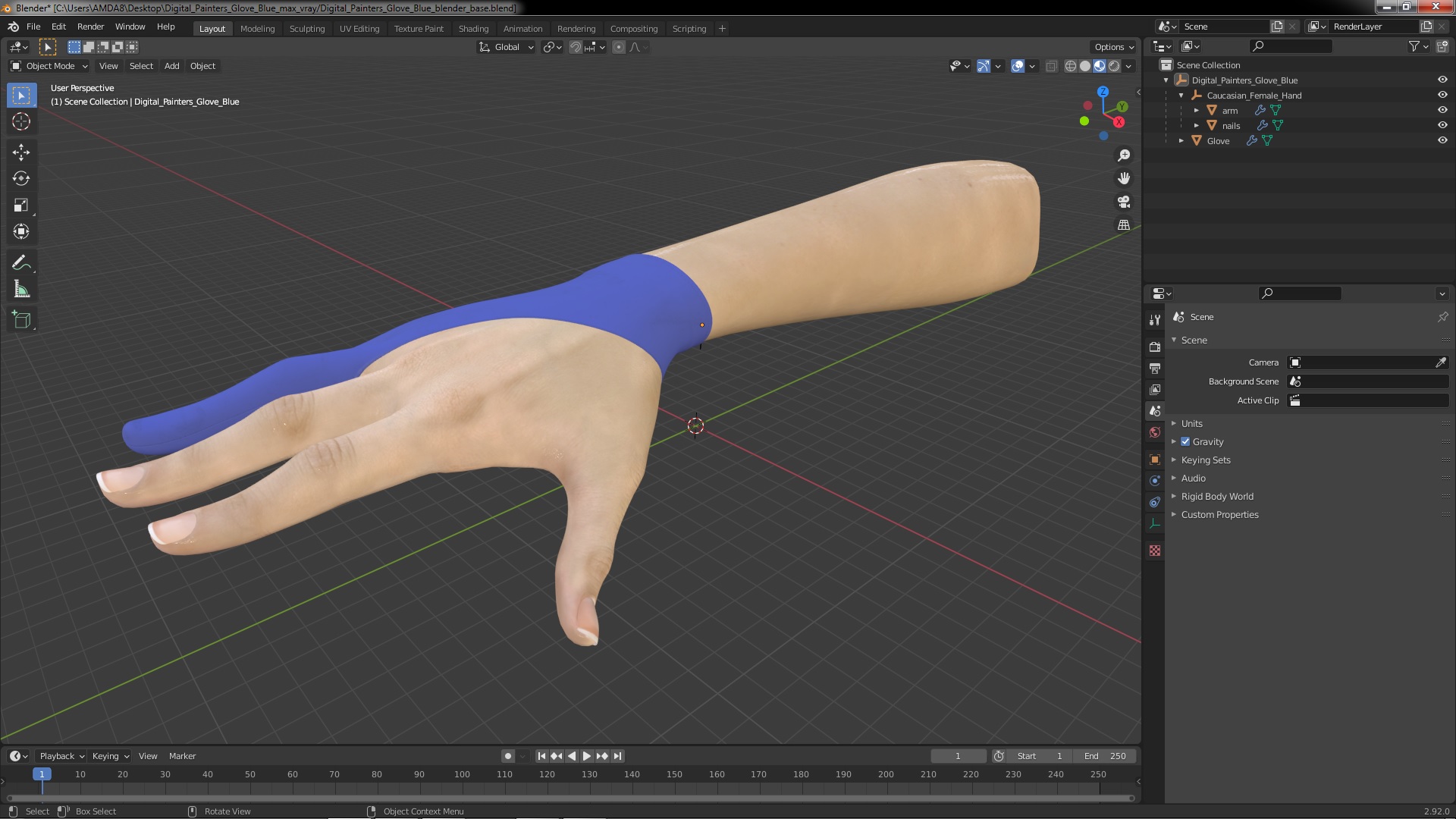 Digital Painters Glove Blue 3D
