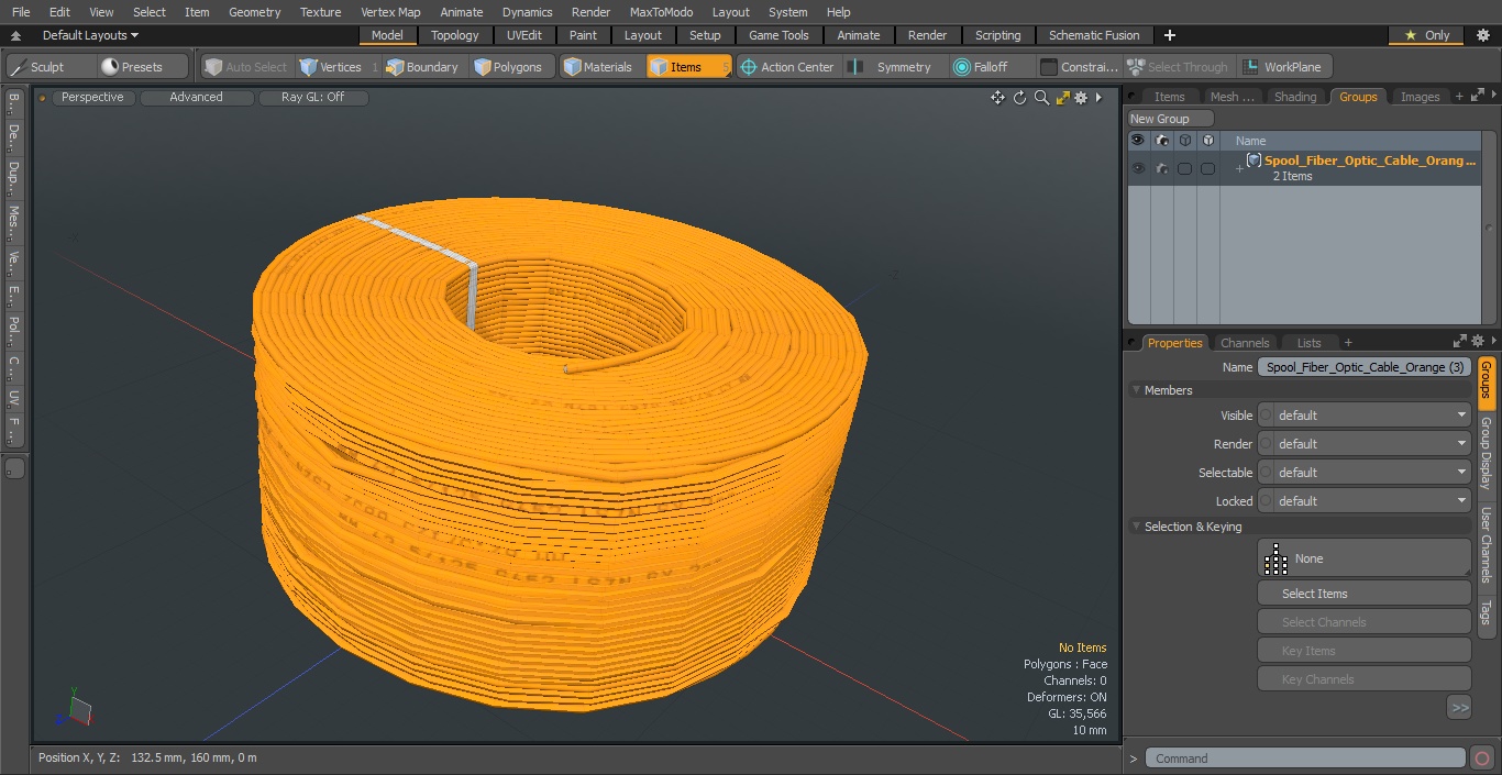 3D model Spool Fiber Optic Cable Orange