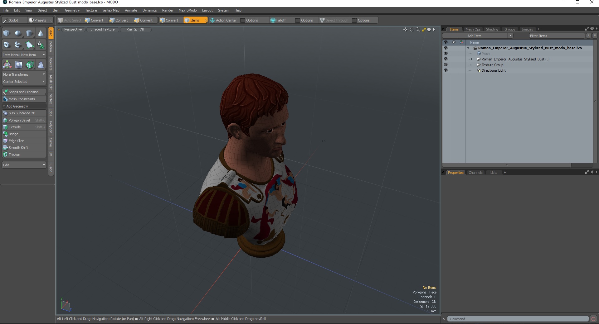 3D Roman Emperor Augustus Stylized Bust