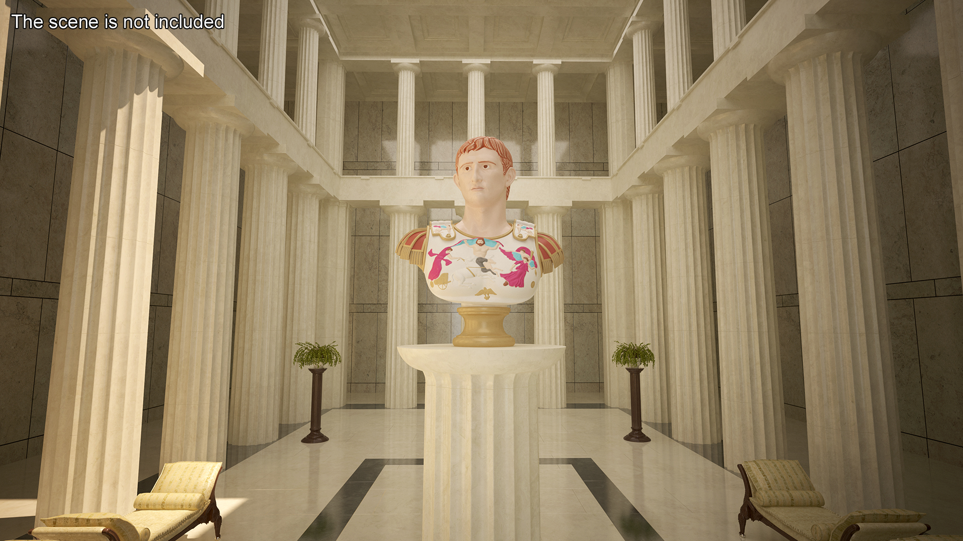 3D Roman Emperor Augustus Stylized Bust